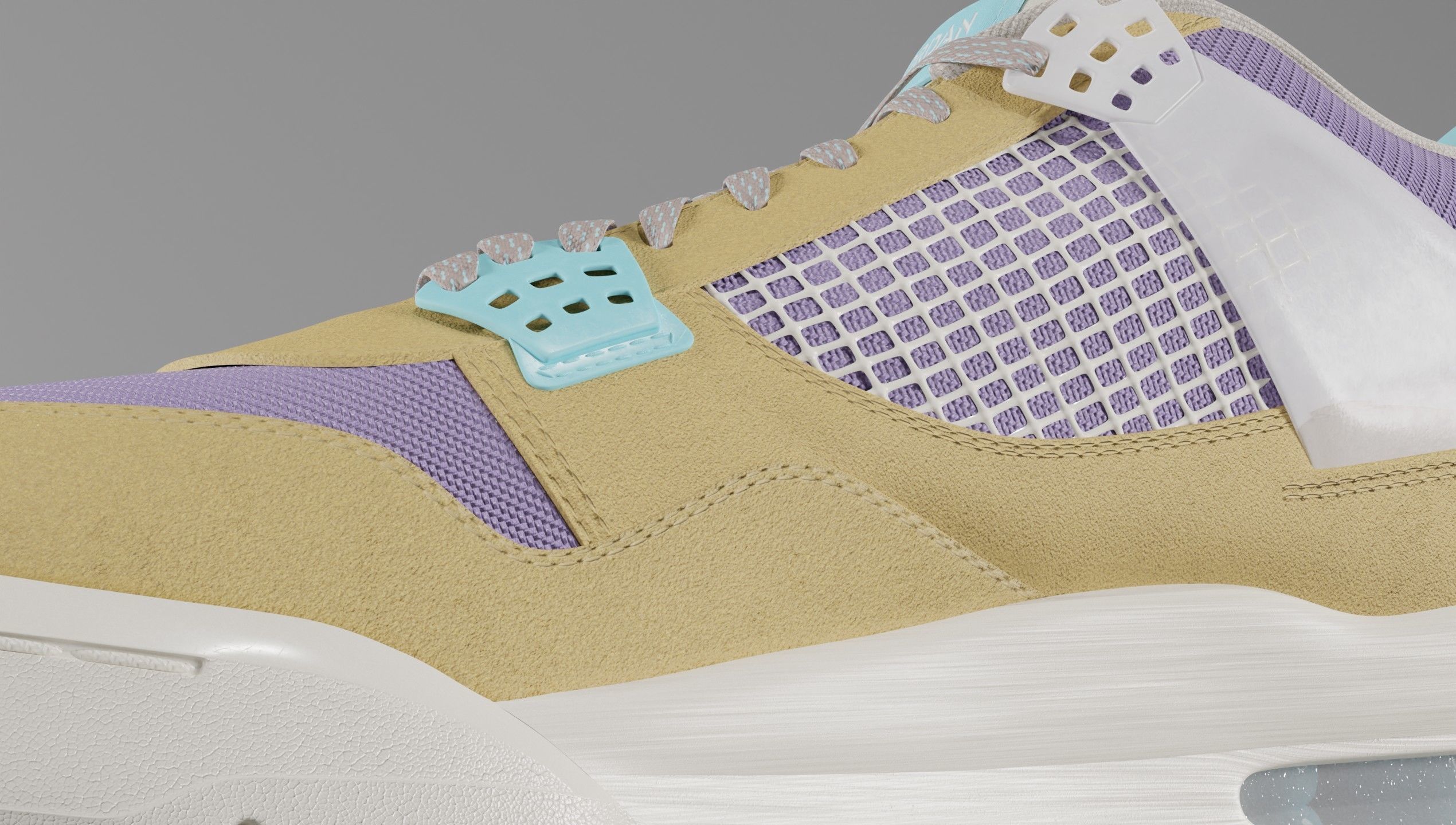 Jordan 4 Union LA Desert Moss Low-poly 3D model_19