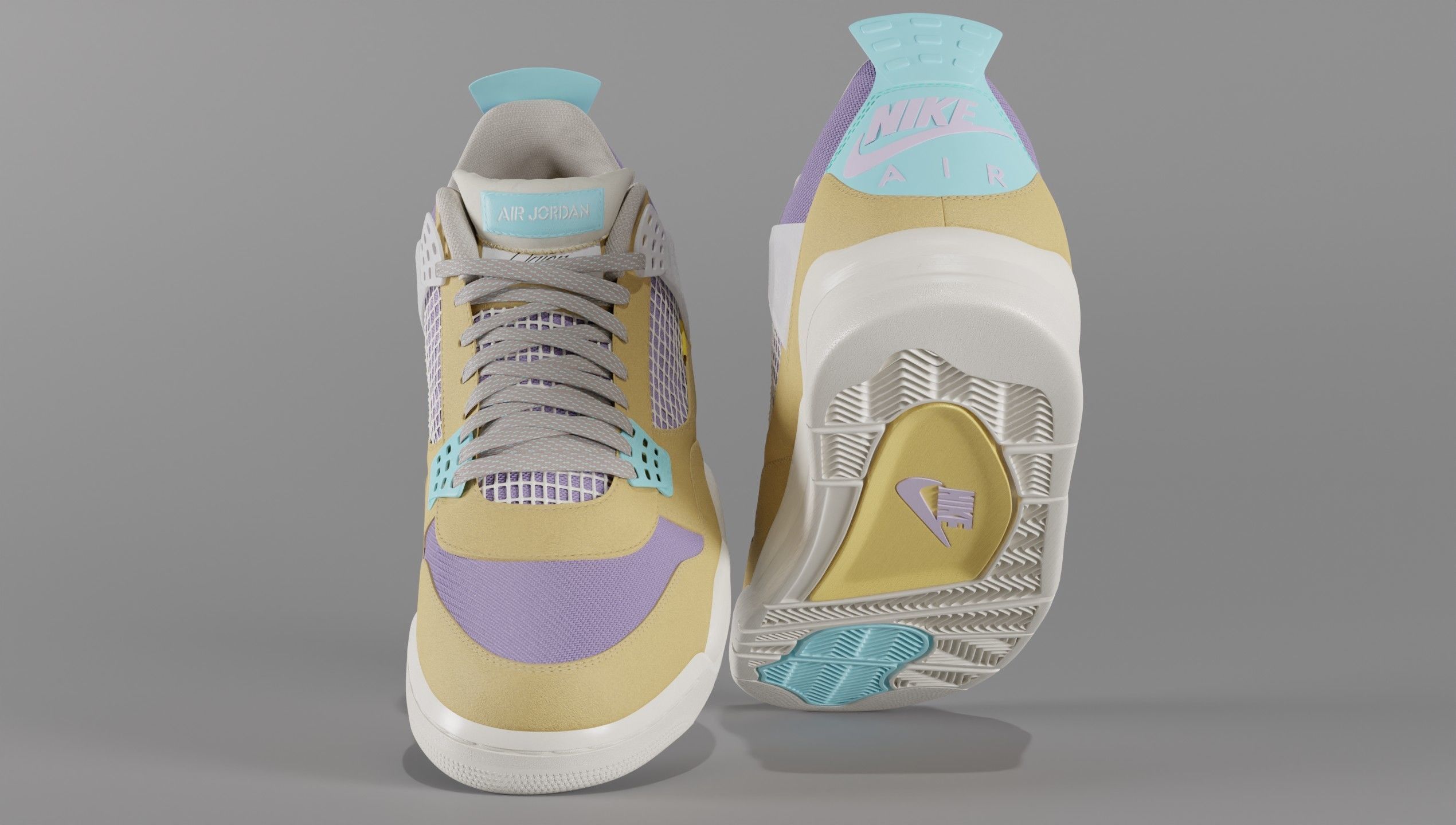 Jordan 4 Union LA Desert Moss Low-poly 3D model_15