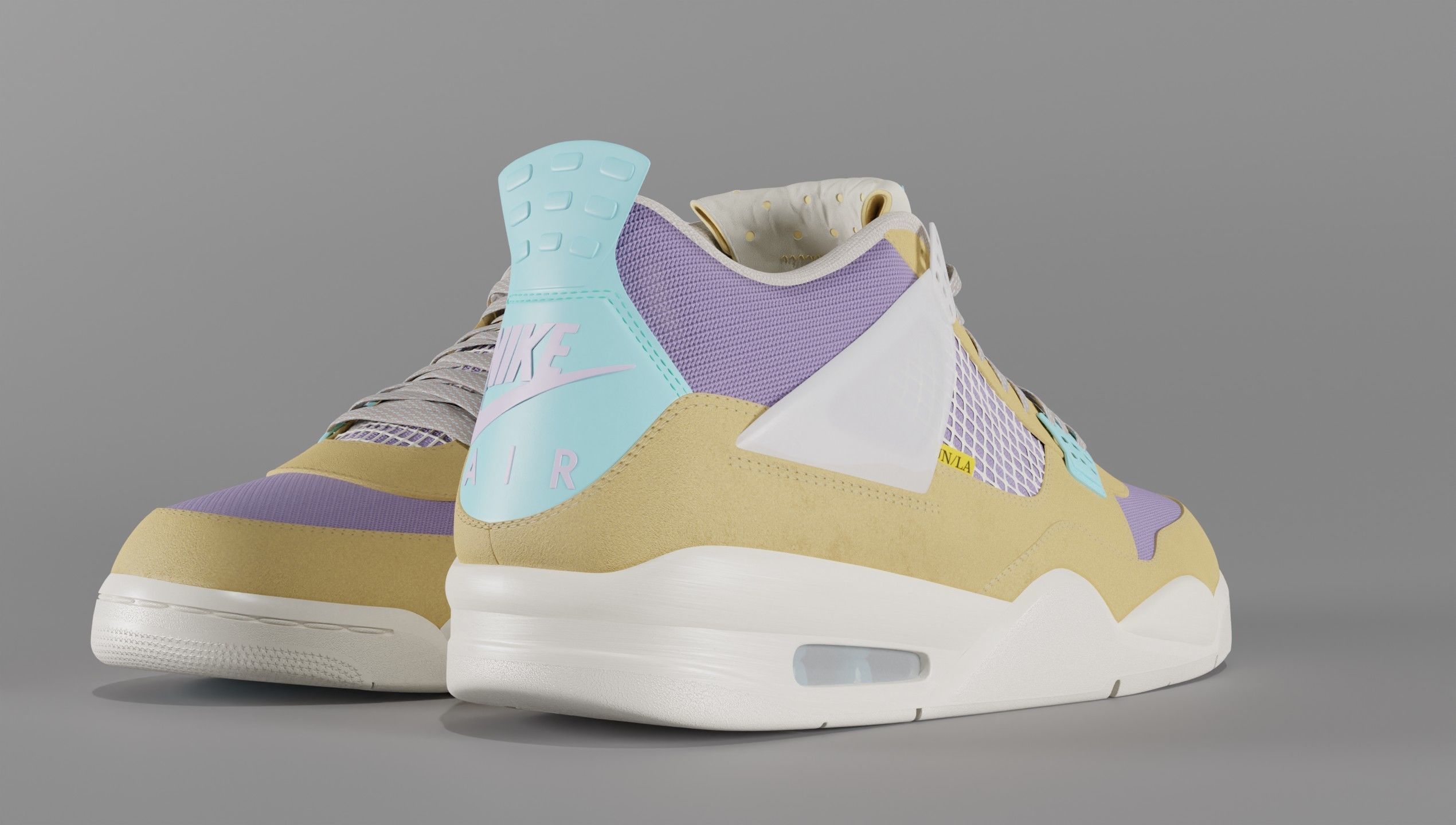 Jordan 4 Union LA Desert Moss Low-poly 3D model_34