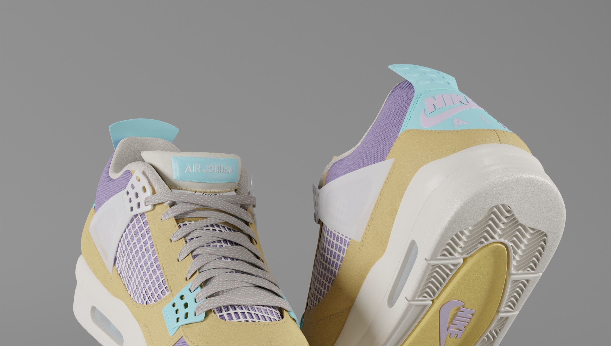 Jordan 4 Union LA Desert Moss Low-poly 3D model_17