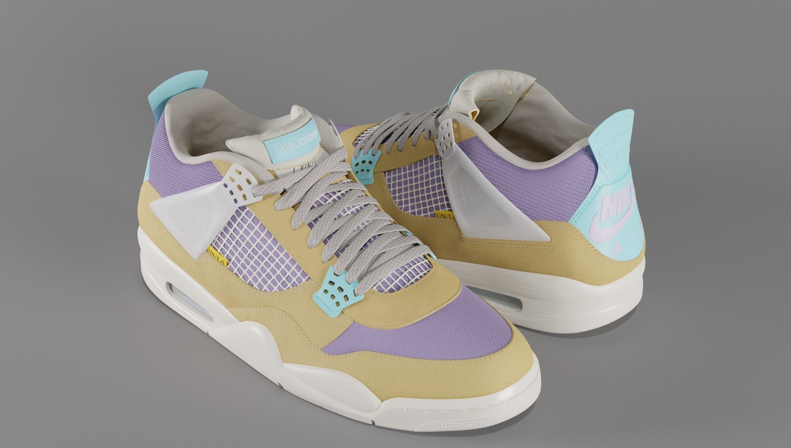 Jordan 4 Union LA Desert Moss Low-poly 3D model_24