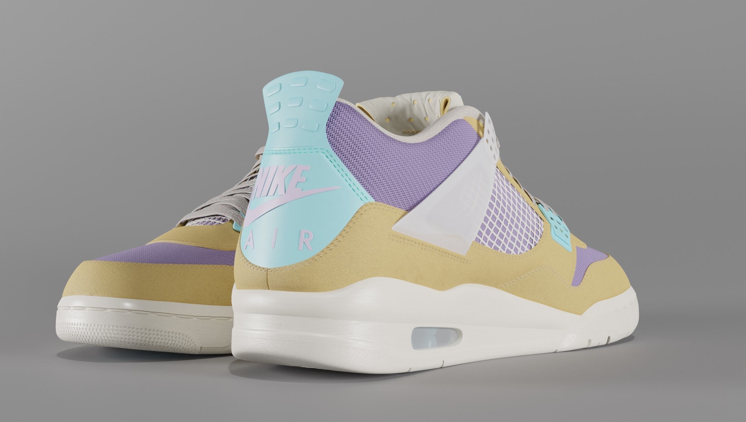 Jordan 4 Union LA Desert Moss Low-poly 3D model_58