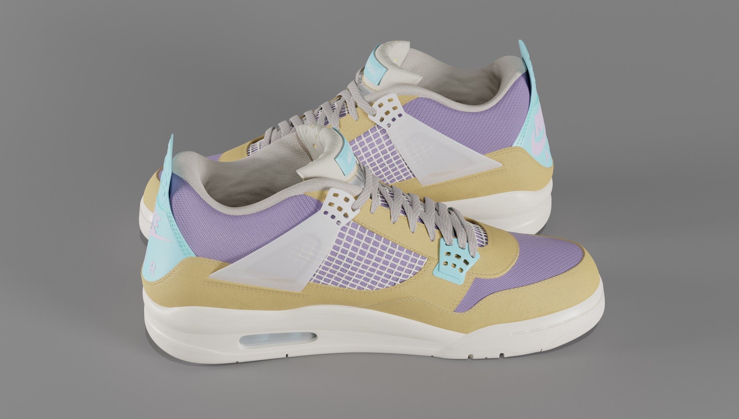 Jordan 4 Union LA Desert Moss Low-poly 3D model_53