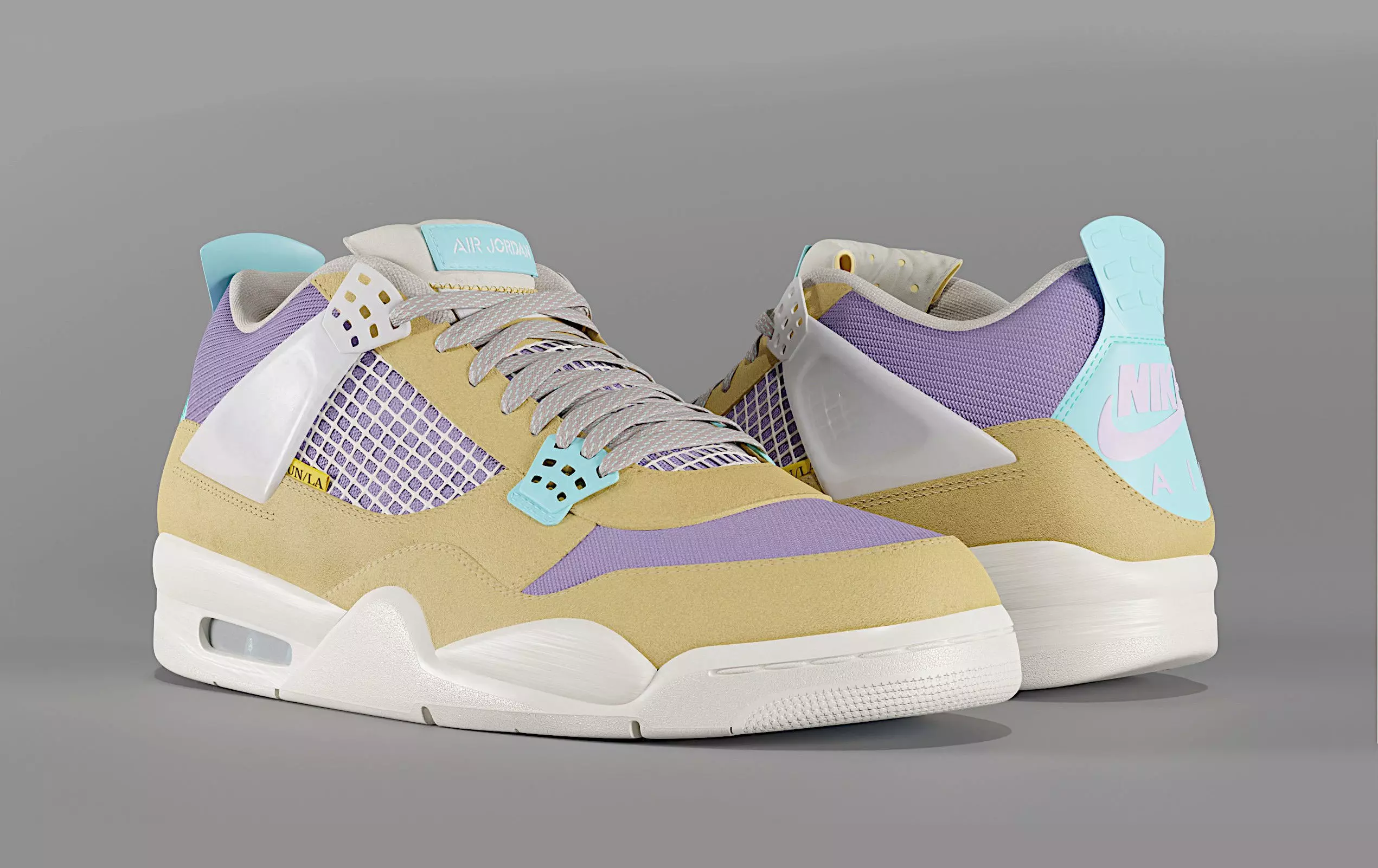 Jordan 4 Union LA Desert Moss Low-poly 3D model_0