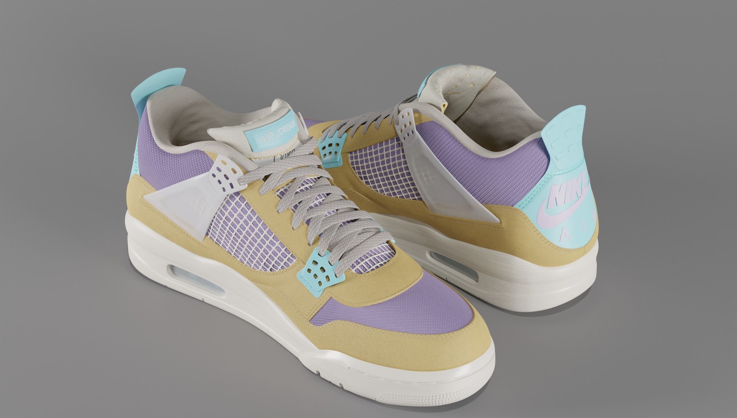 Jordan 4 Union LA Desert Moss Low-poly 3D model_50