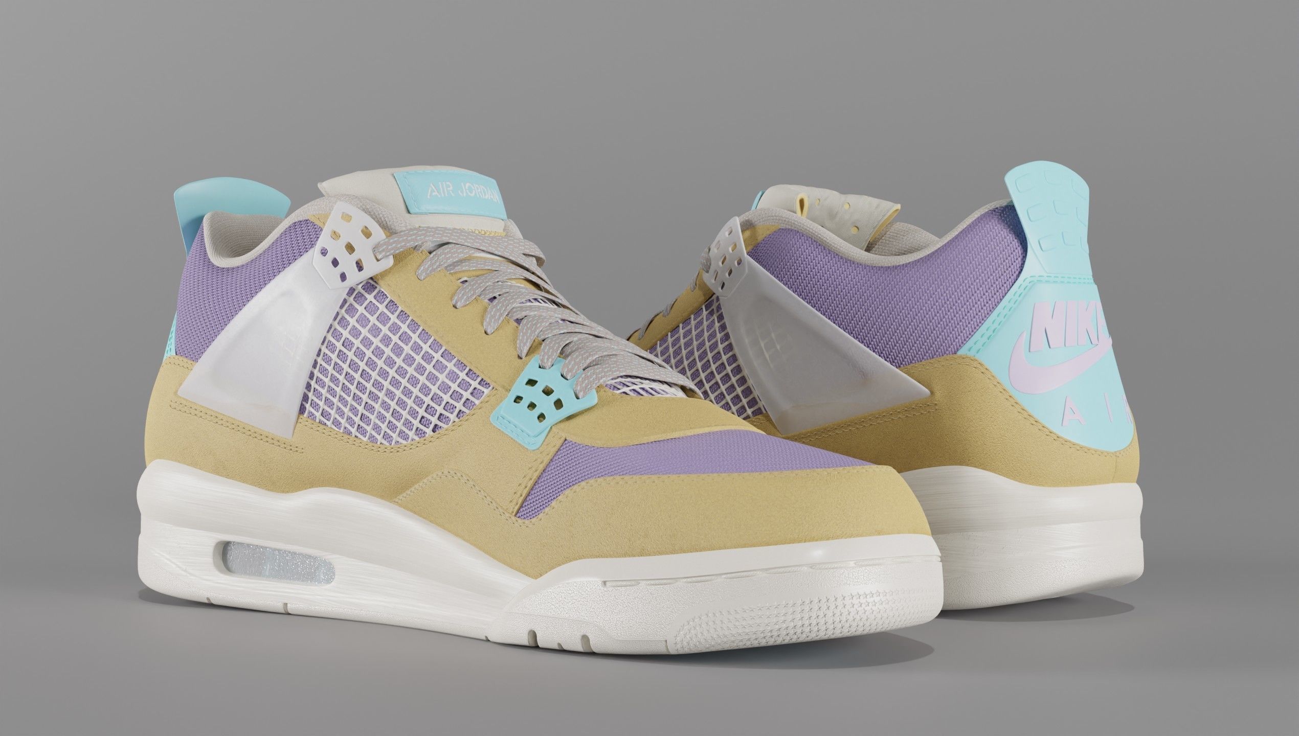 Jordan 4 Union LA Desert Moss Low-poly 3D model_48