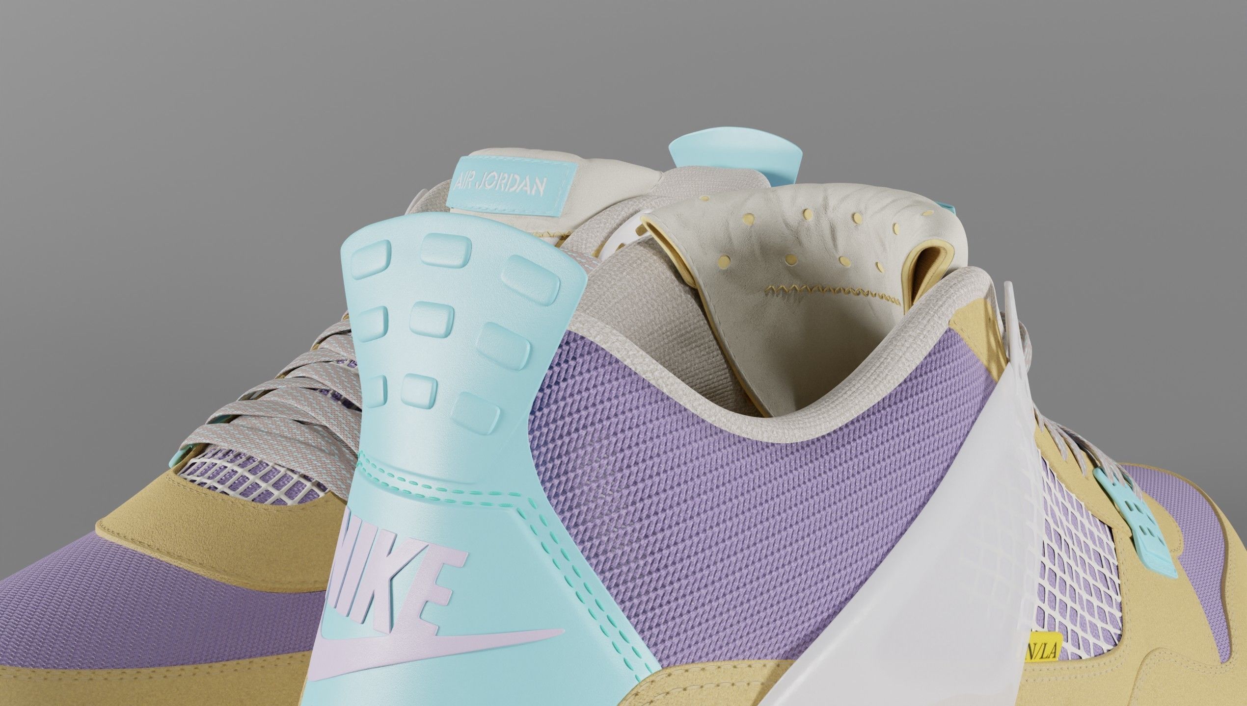 Jordan 4 Union LA Desert Moss Low-poly 3D model_38