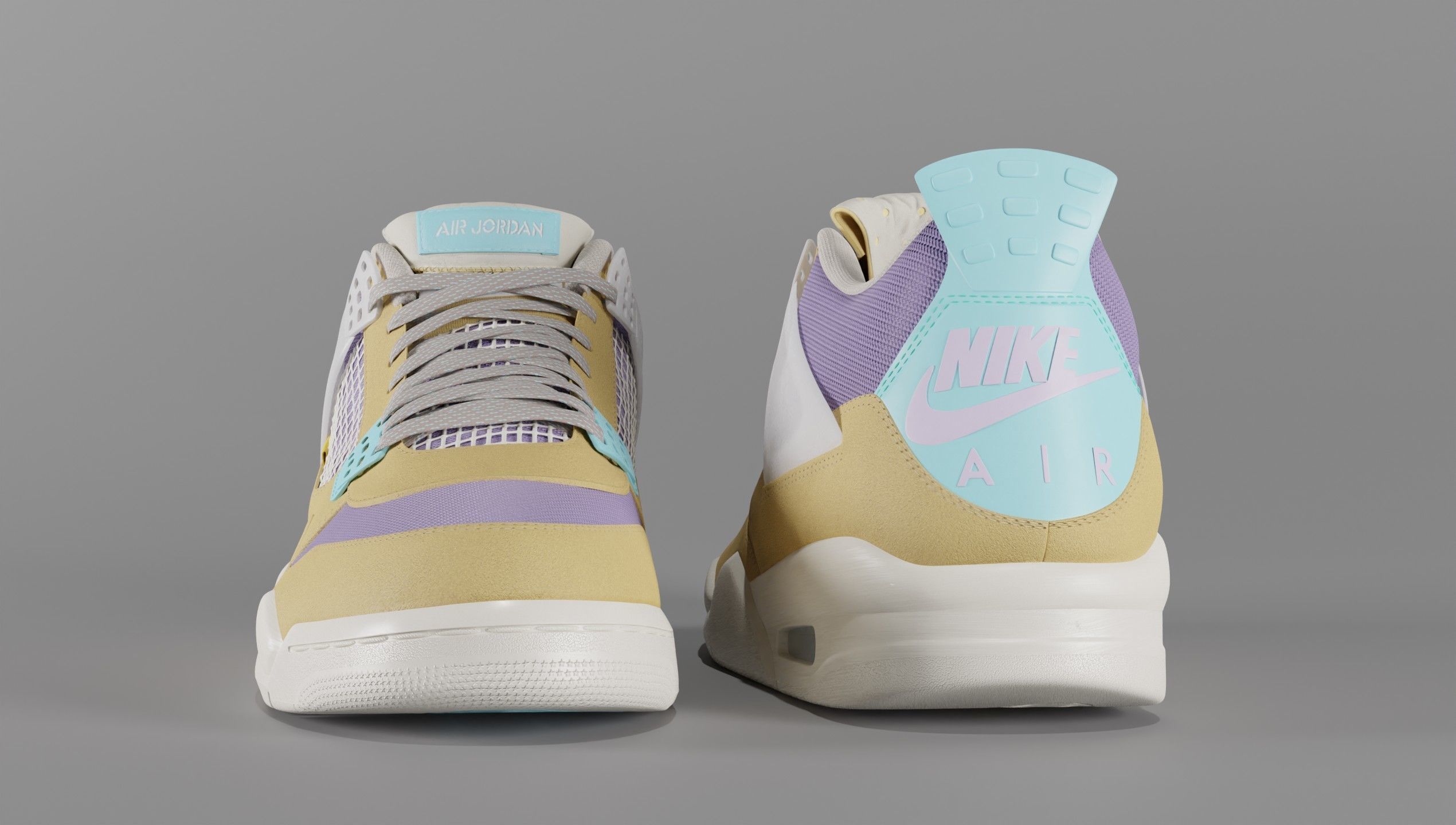 Jordan 4 Union LA Desert Moss Low-poly 3D model_61