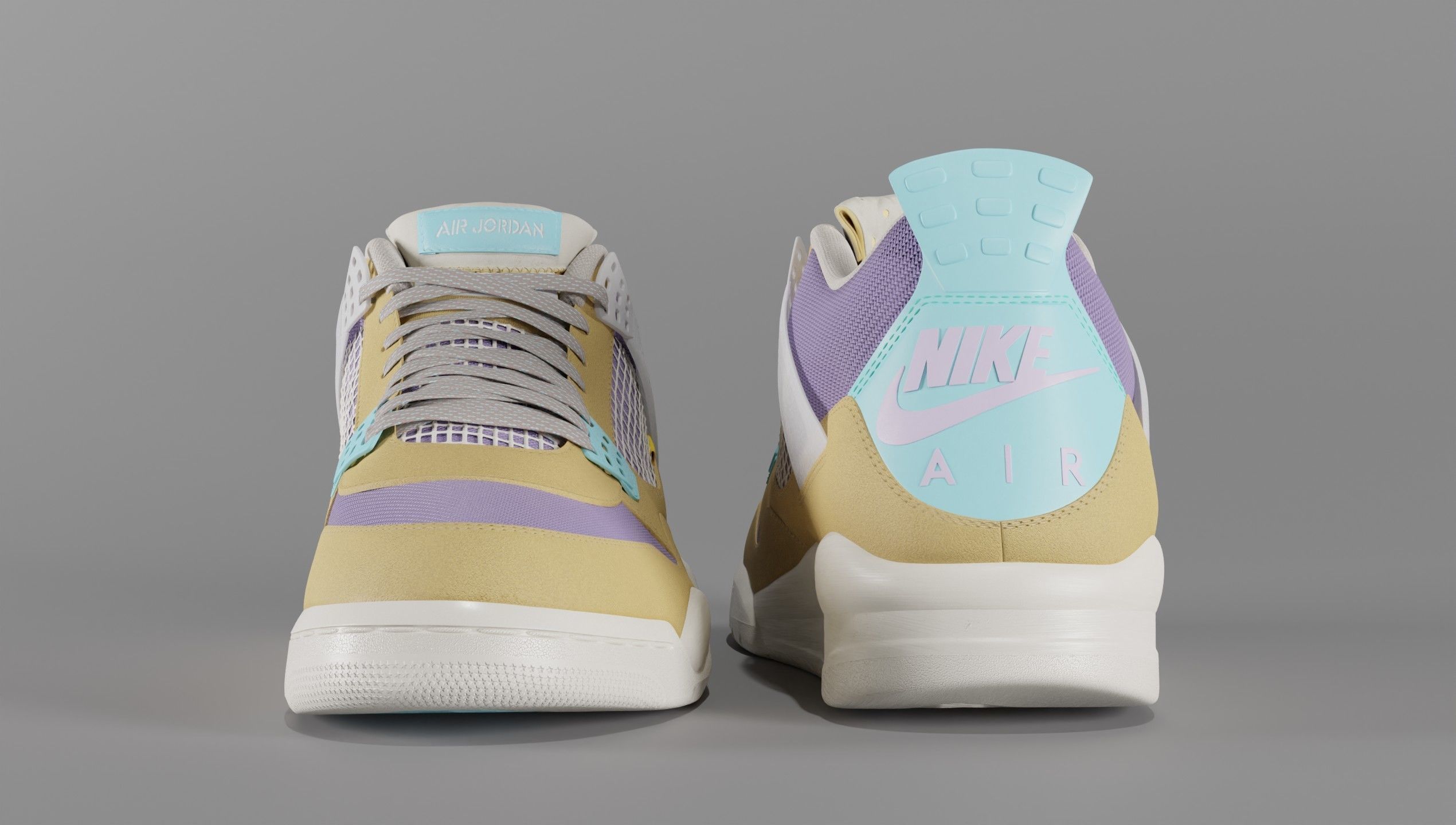 Jordan 4 Union LA Desert Moss Low-poly 3D model_42