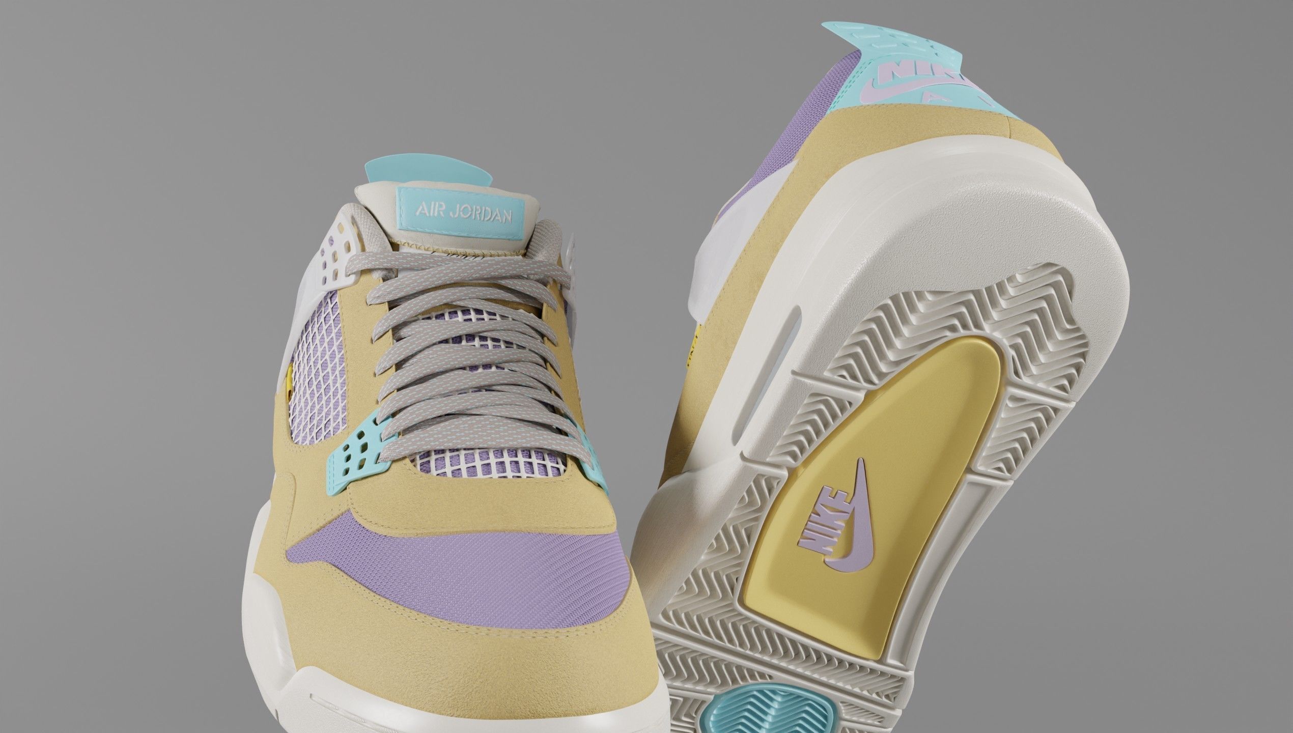 Jordan 4 Union LA Desert Moss Low-poly 3D model_7