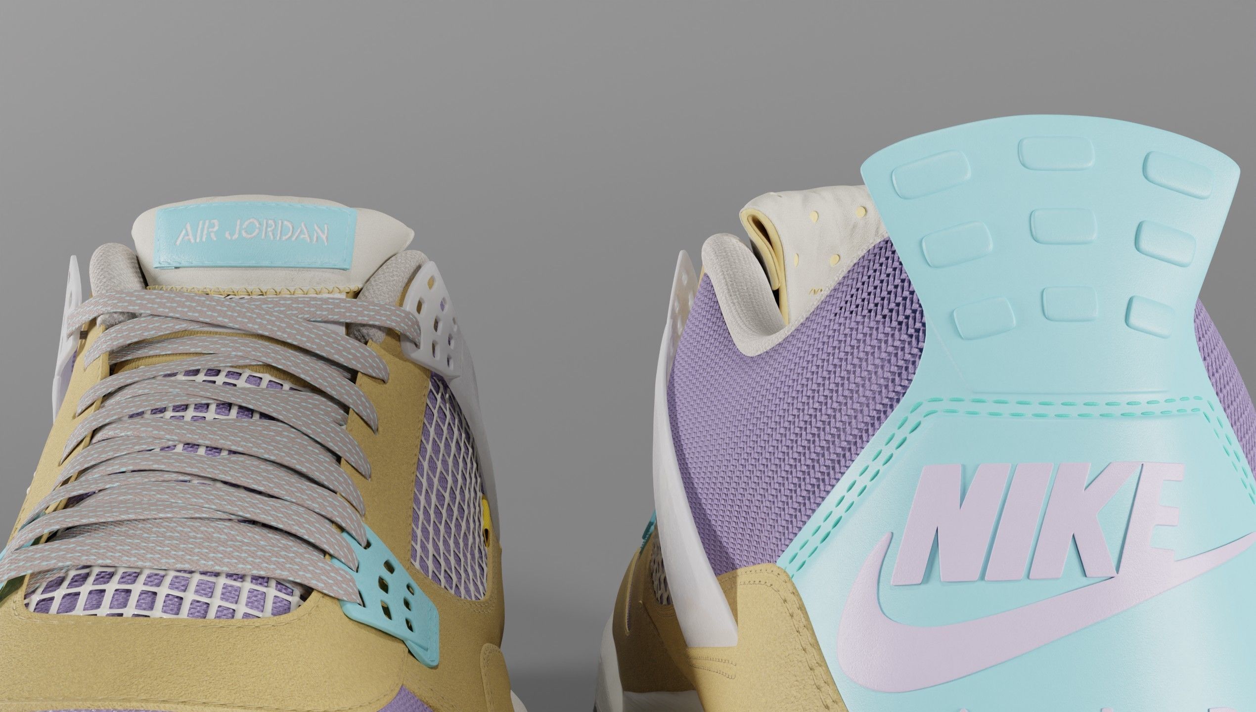 Jordan 4 Union LA Desert Moss Low-poly 3D model_46