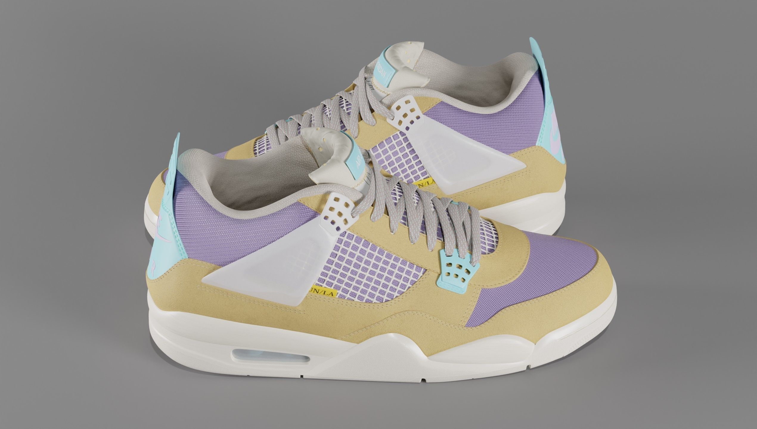 Jordan 4 Union LA Desert Moss Low-poly 3D model_30