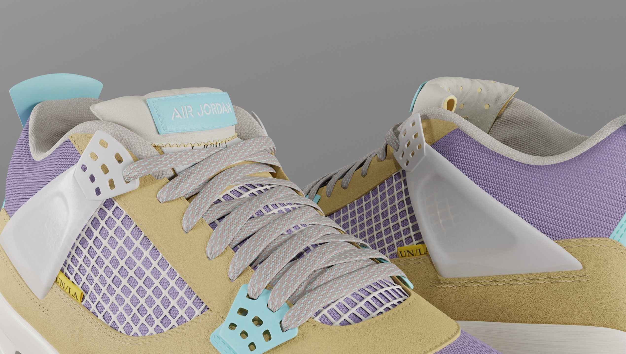 Jordan 4 Union LA Desert Moss Low-poly 3D model_26