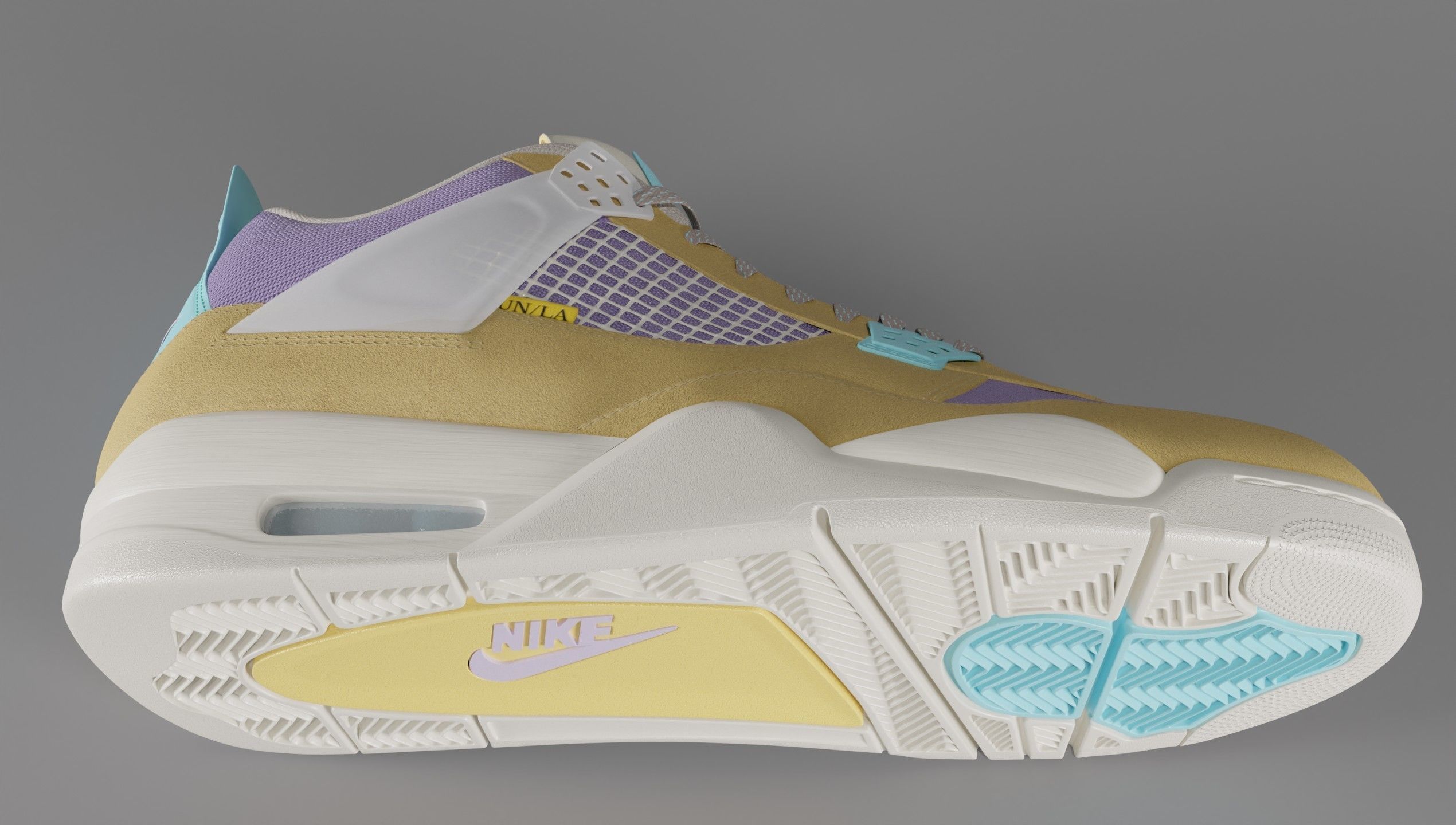 Jordan 4 Union LA Desert Moss Low-poly 3D model_9