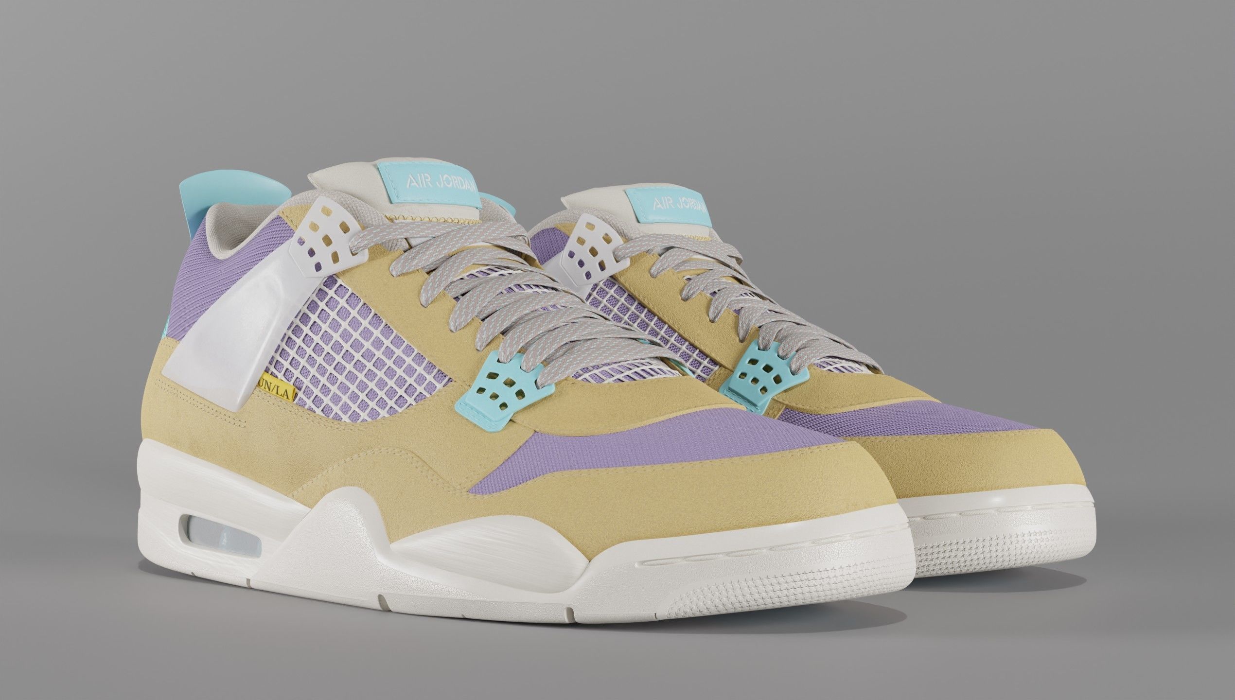 Jordan 4 Union LA Desert Moss Low-poly 3D model_11