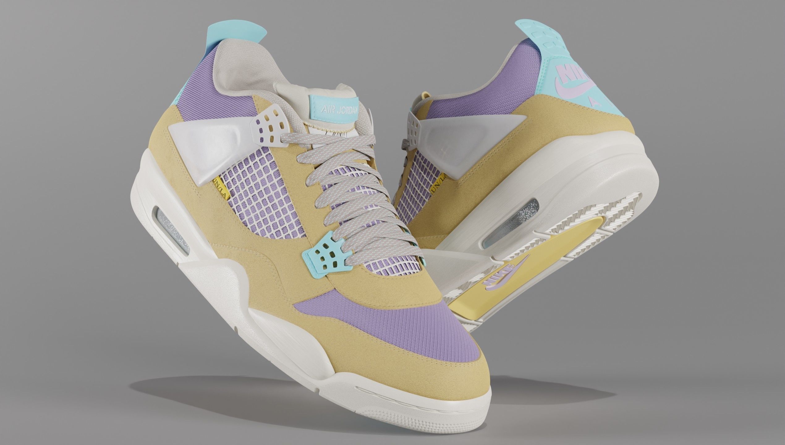 Jordan 4 Union LA Desert Moss Low-poly 3D model_1