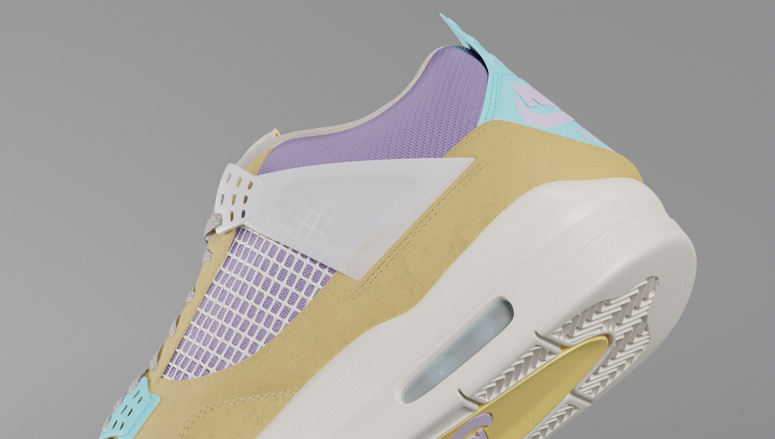 Jordan 4 Union LA Desert Moss Low-poly 3D model_4