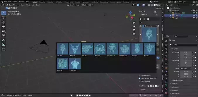 Animals Mandala Ornaments KITBASH 10 Unique Objects