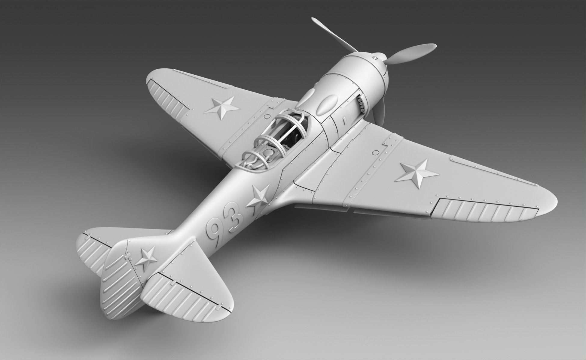 Soviet plane La-7 3D print model_1