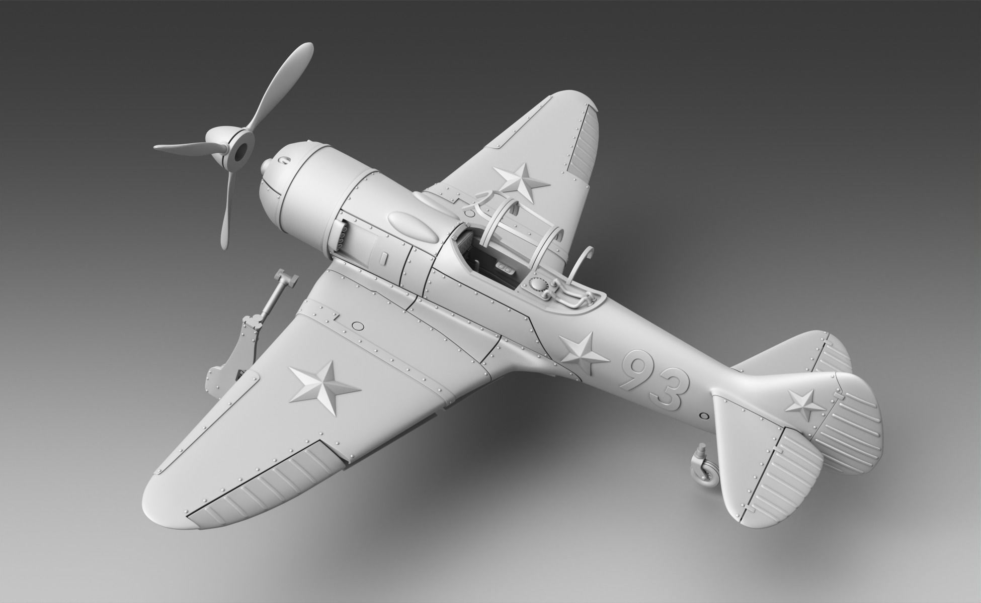 Soviet plane La-7 3D print model_2