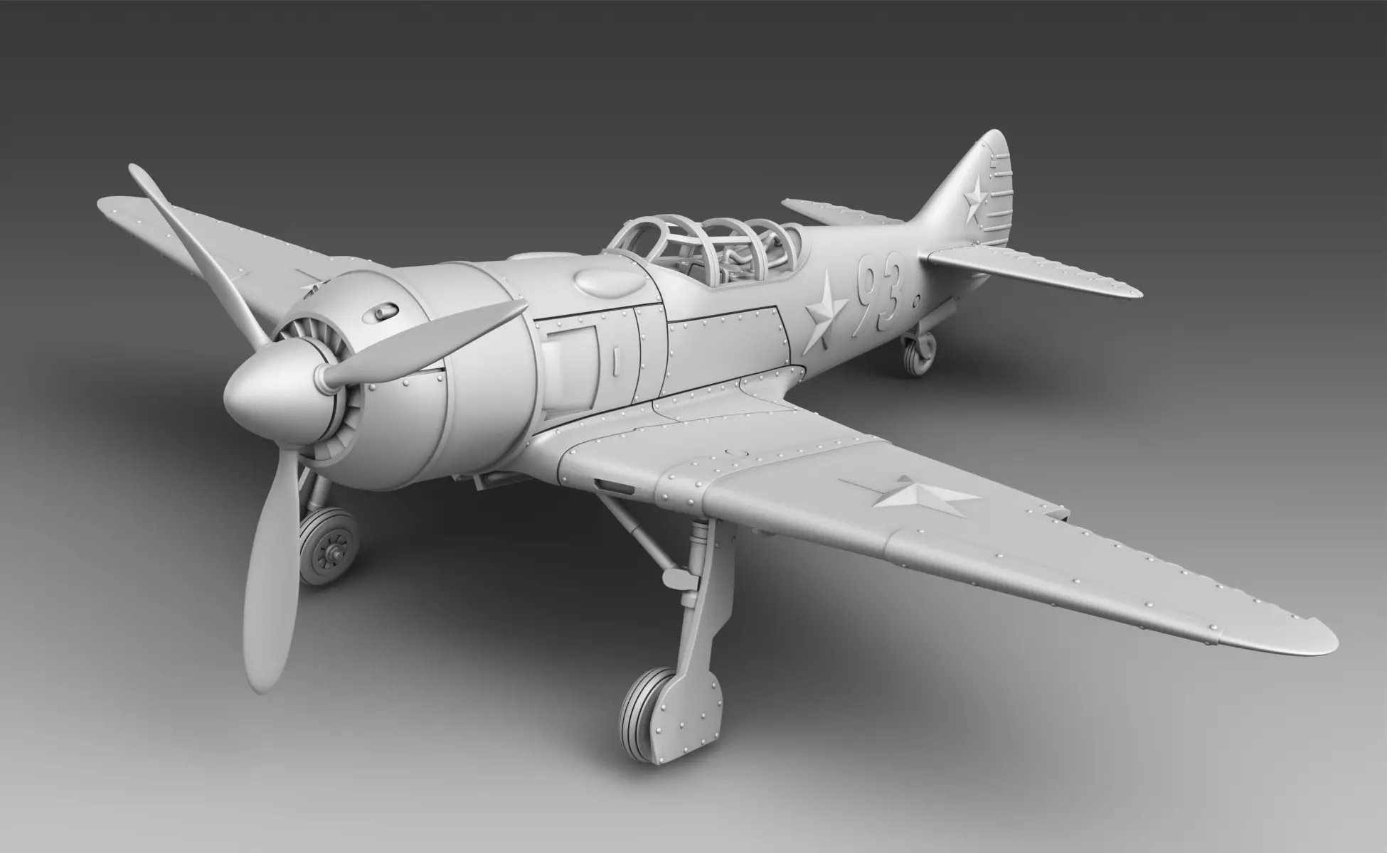 Soviet plane La-7 3D print model_0