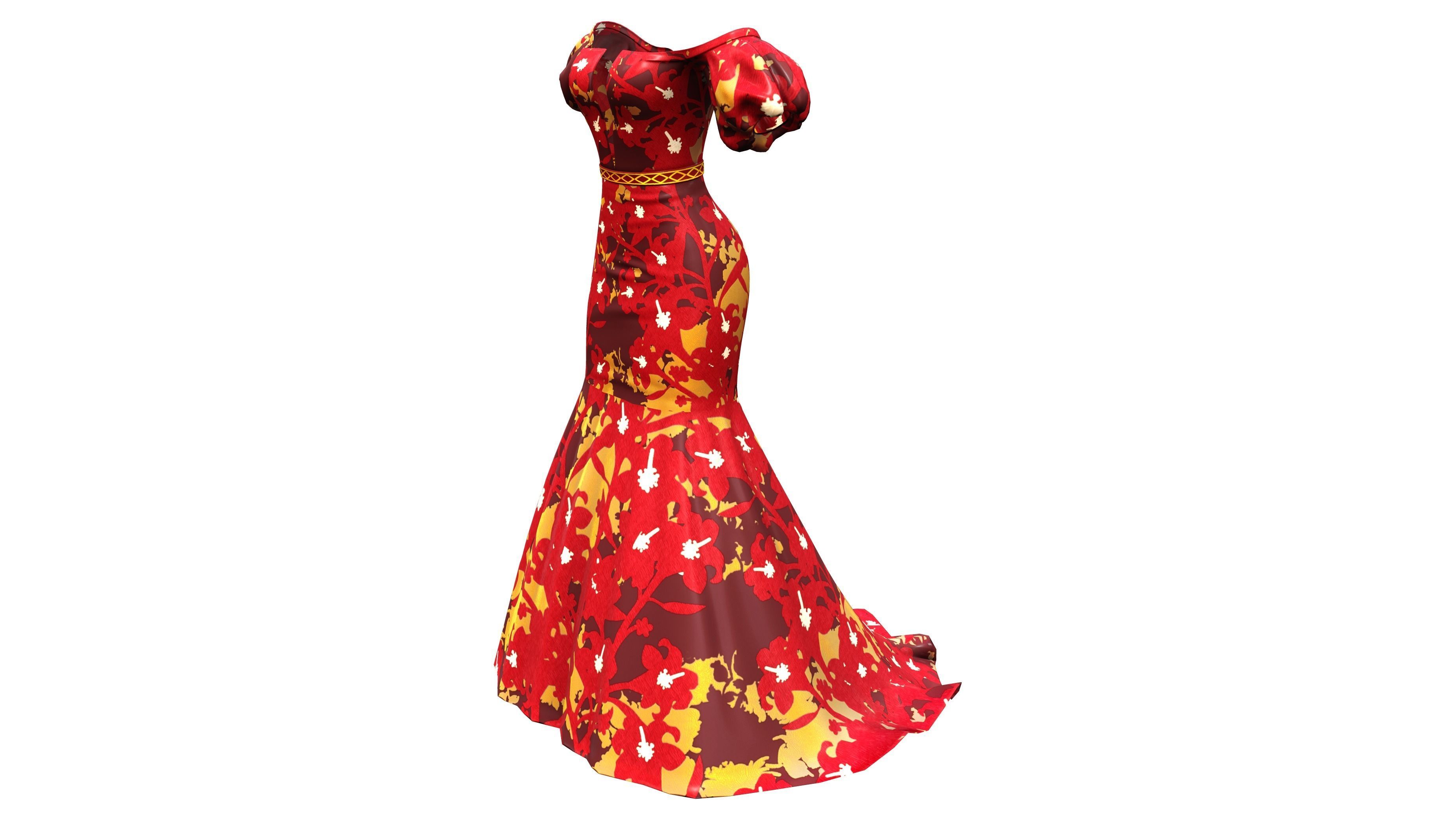 Evening Ball Prom Gown Sleeveless Dress Low-poly 3D model_3