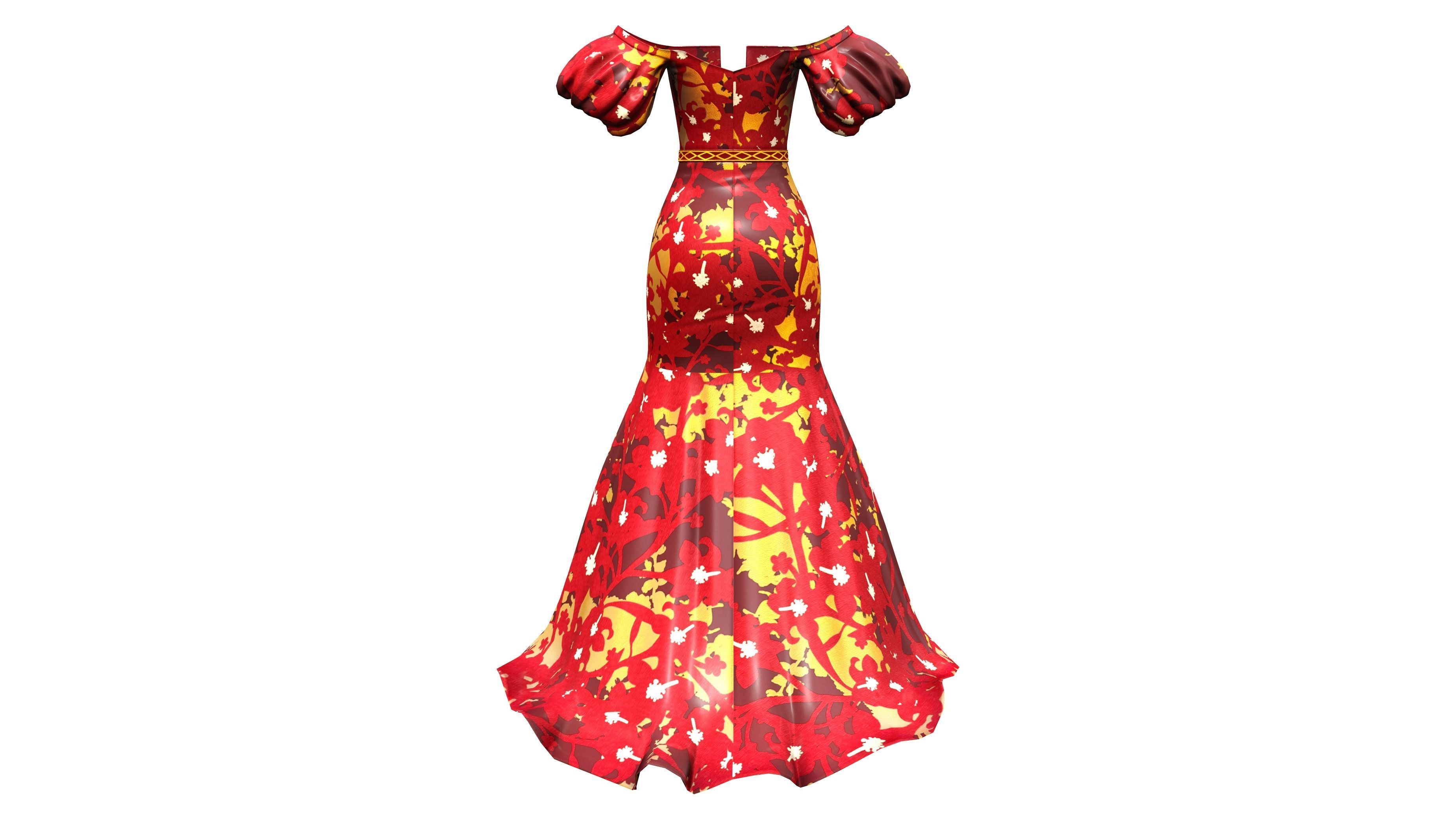 Evening Ball Prom Gown Sleeveless Dress Low-poly 3D model_5