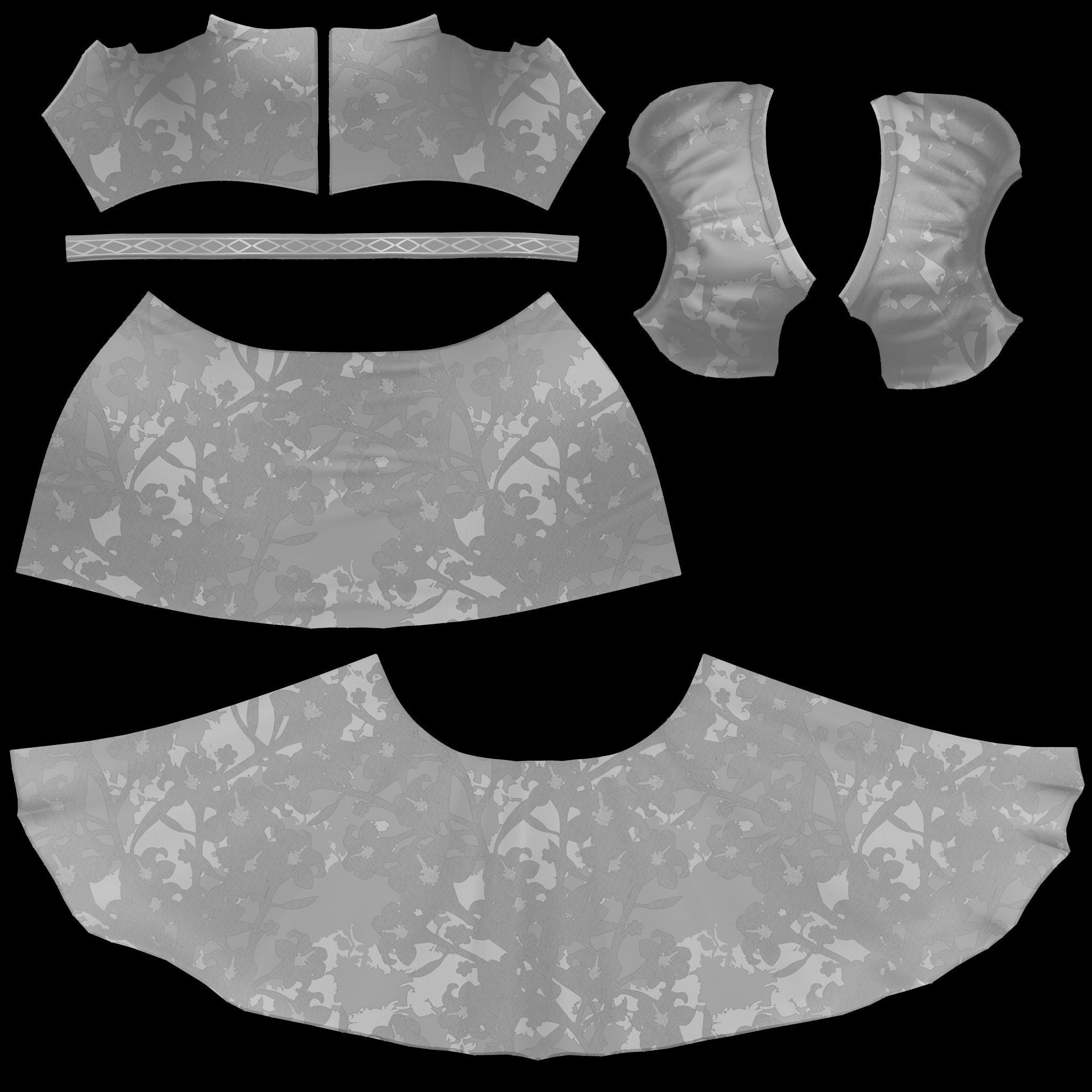 Evening Ball Prom Gown Sleeveless Dress Low-poly 3D model_11