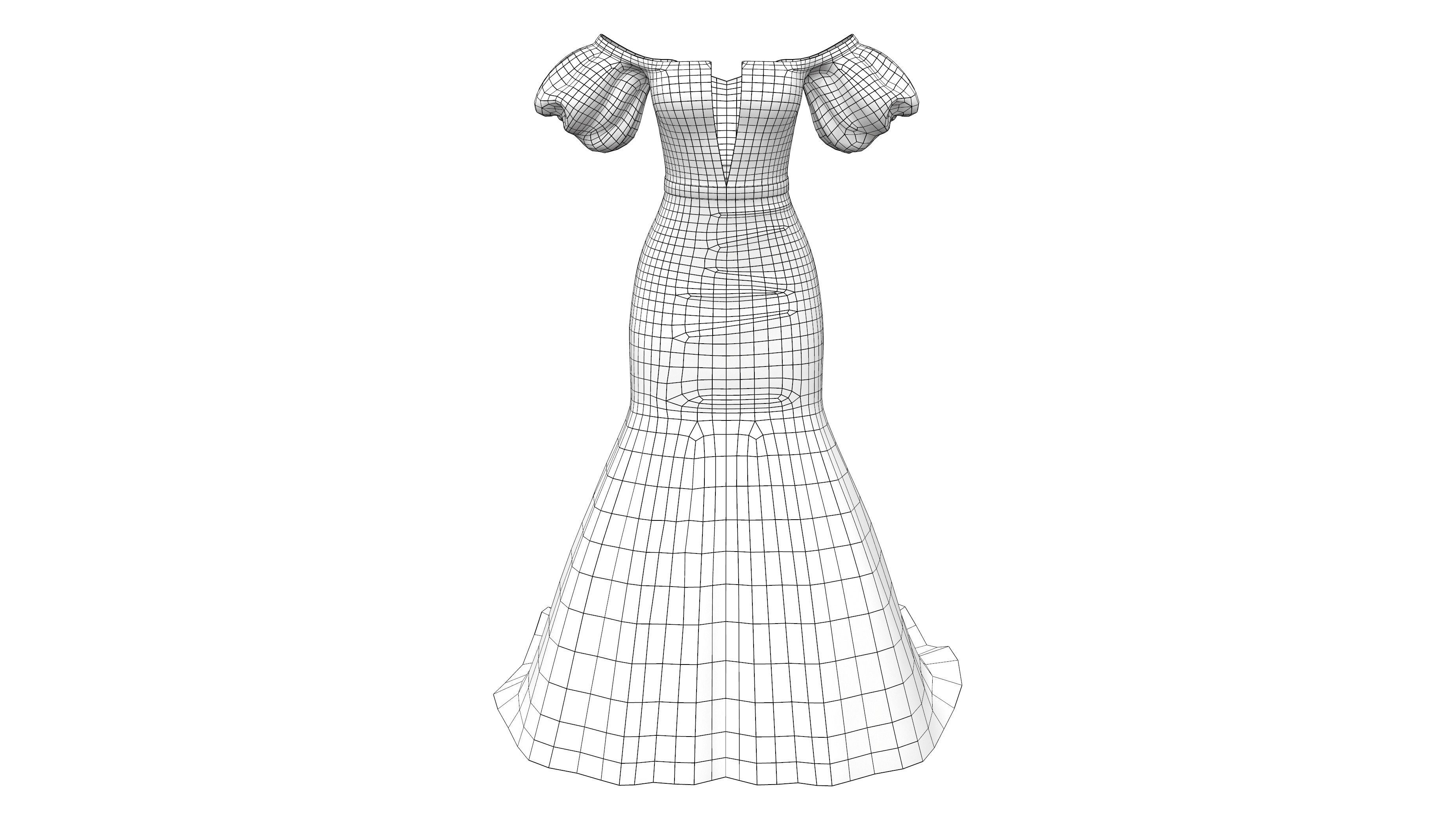 Evening Ball Prom Gown Sleeveless Dress Low-poly 3D model_8