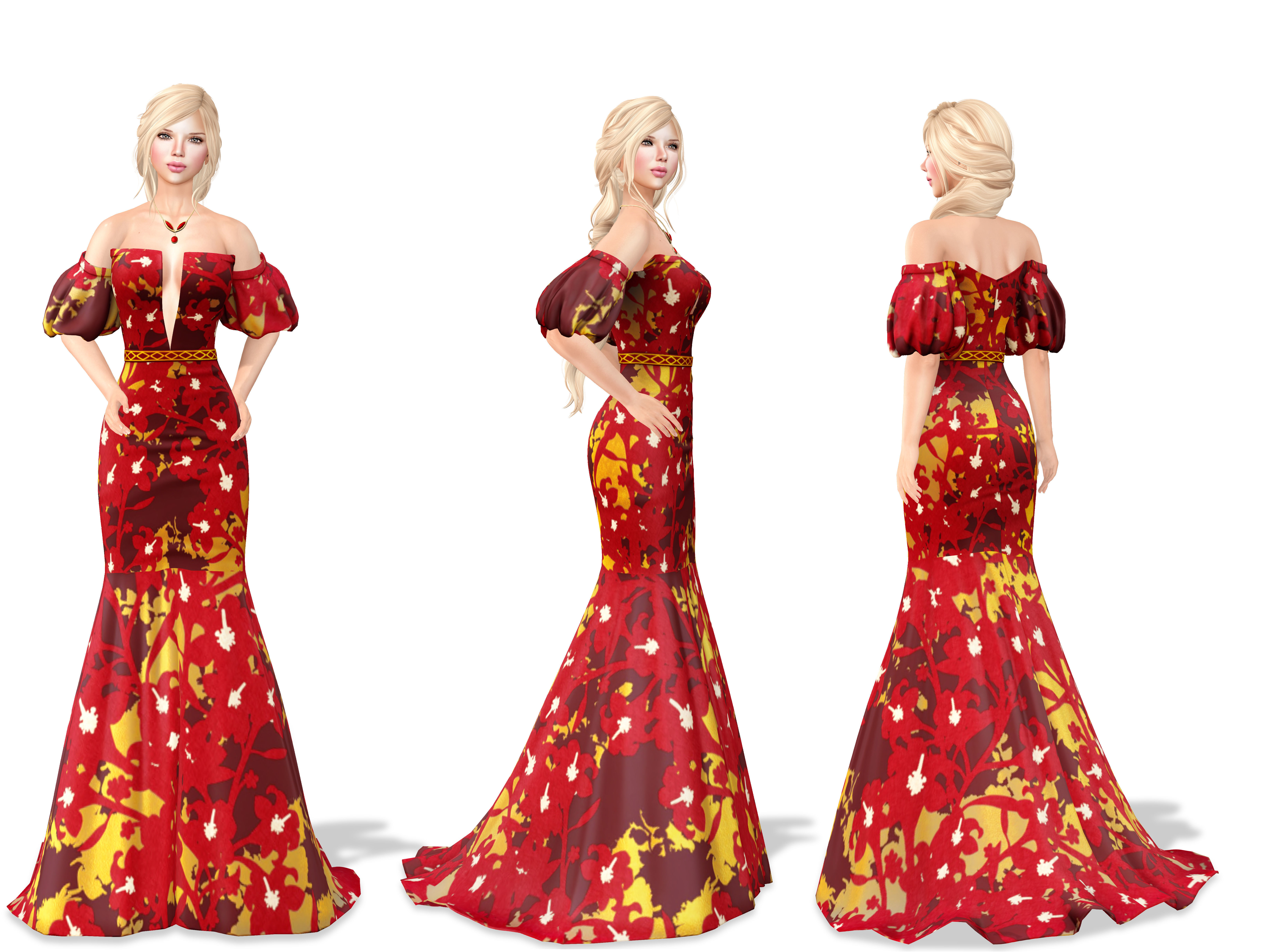 Evening Ball Prom Gown Sleeveless Dress Low-poly 3D model_2