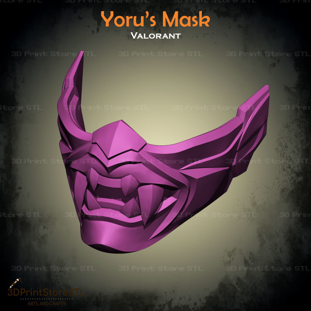 Valorant Yoru Mask - STL File 3D print model_4