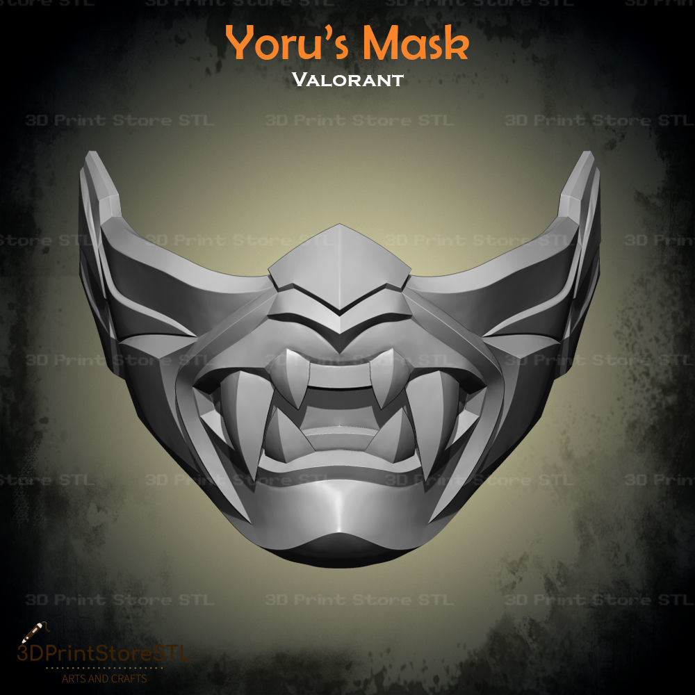 Valorant Yoru Mask - STL File 3D print model_3