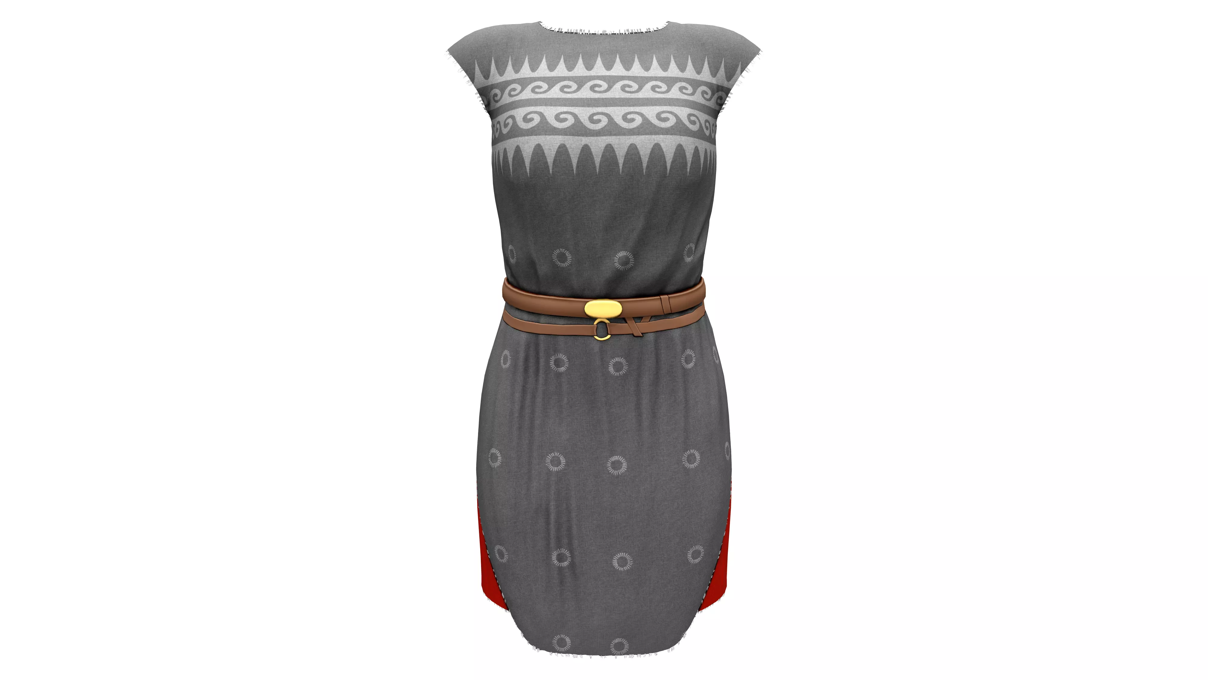Torn Edges Side Slits Tribal Dress Low-poly 3D model