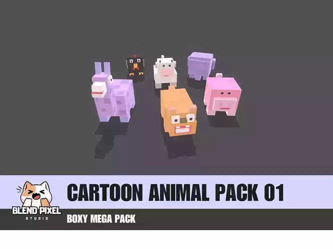 Cartoon Animal Pack 01 Free low-poly 3D model