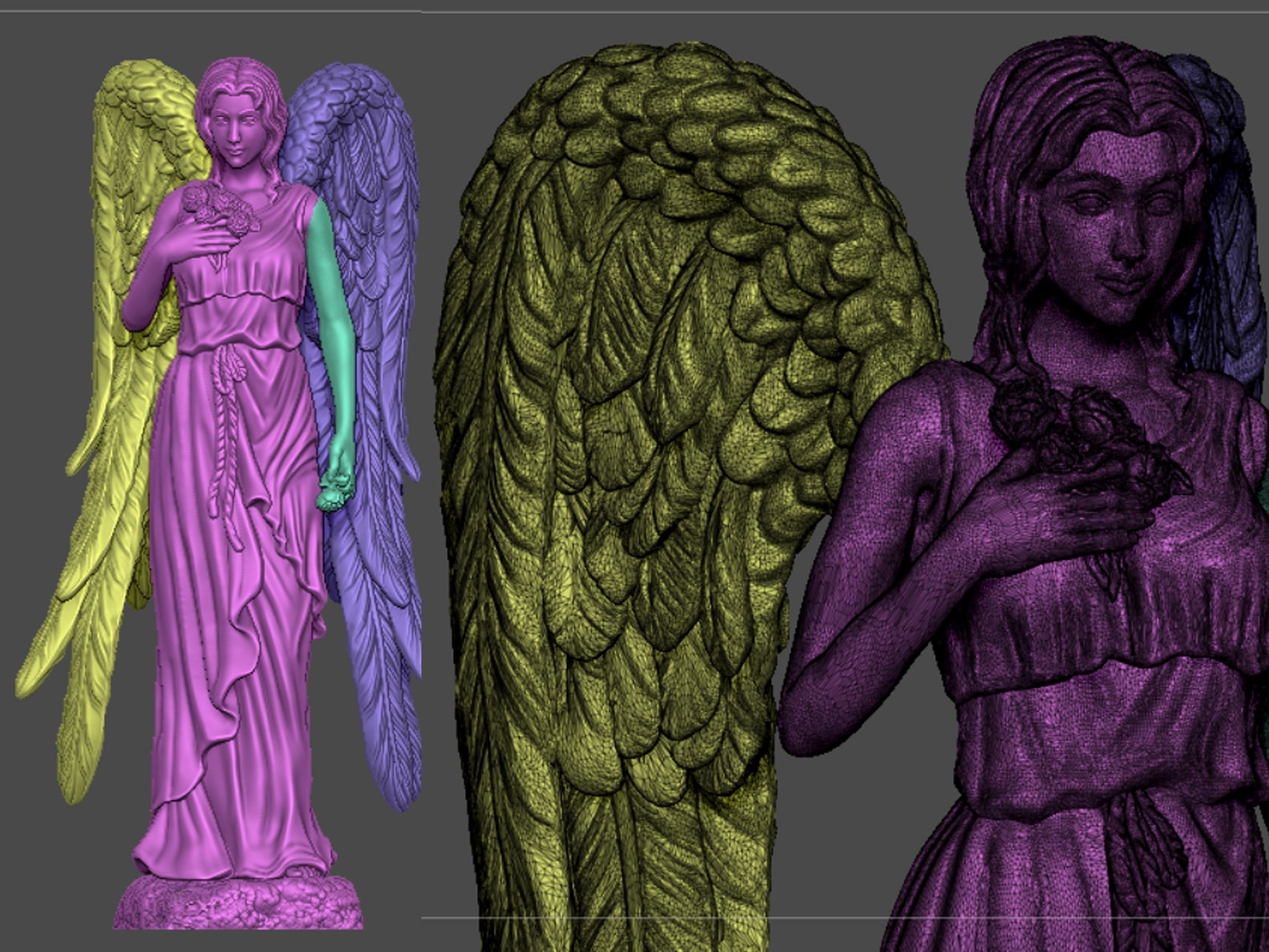 Angel sculpture 3D print model_6