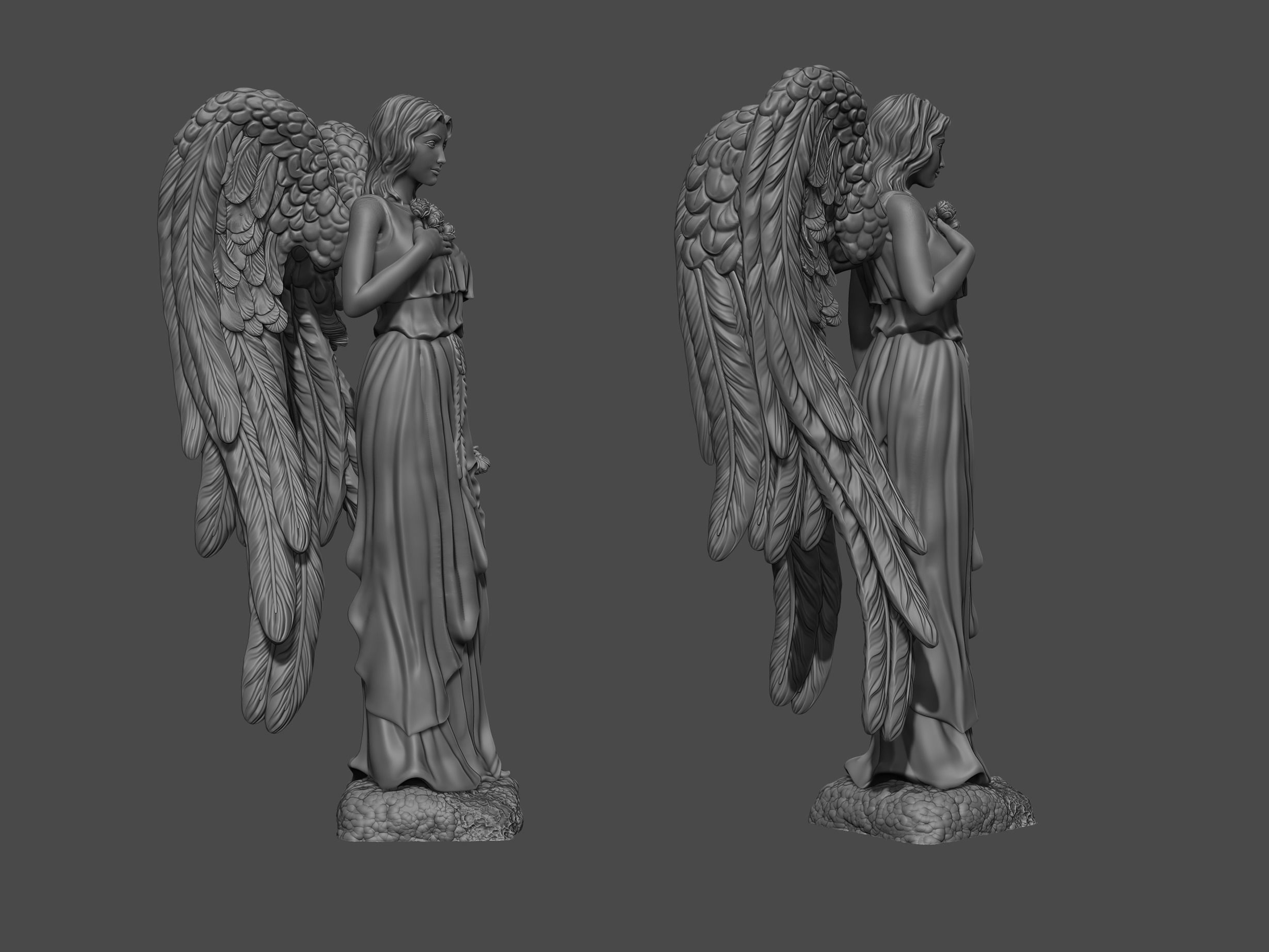 Angel sculpture 3D print model_2