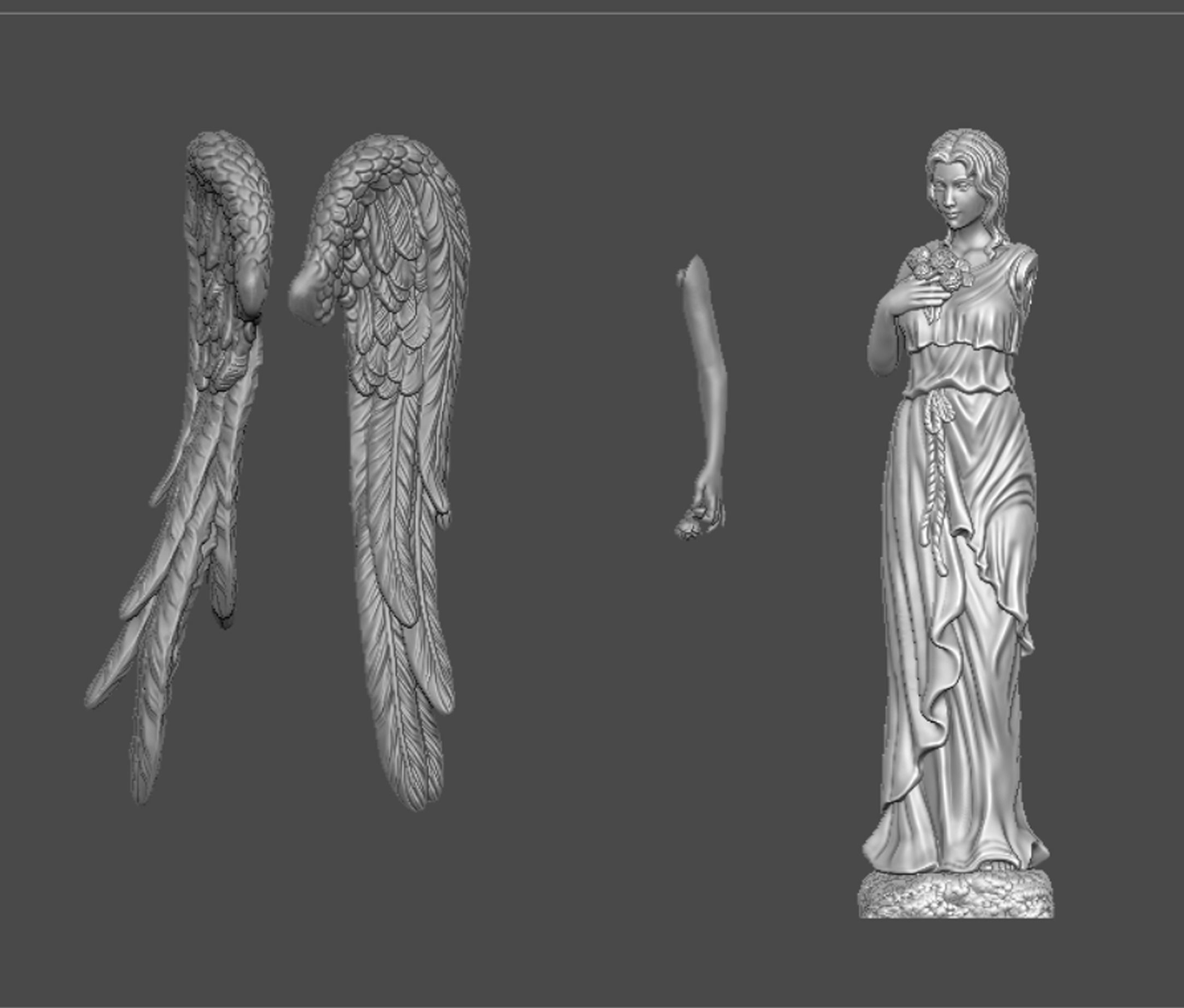 Angel sculpture 3D print model_5