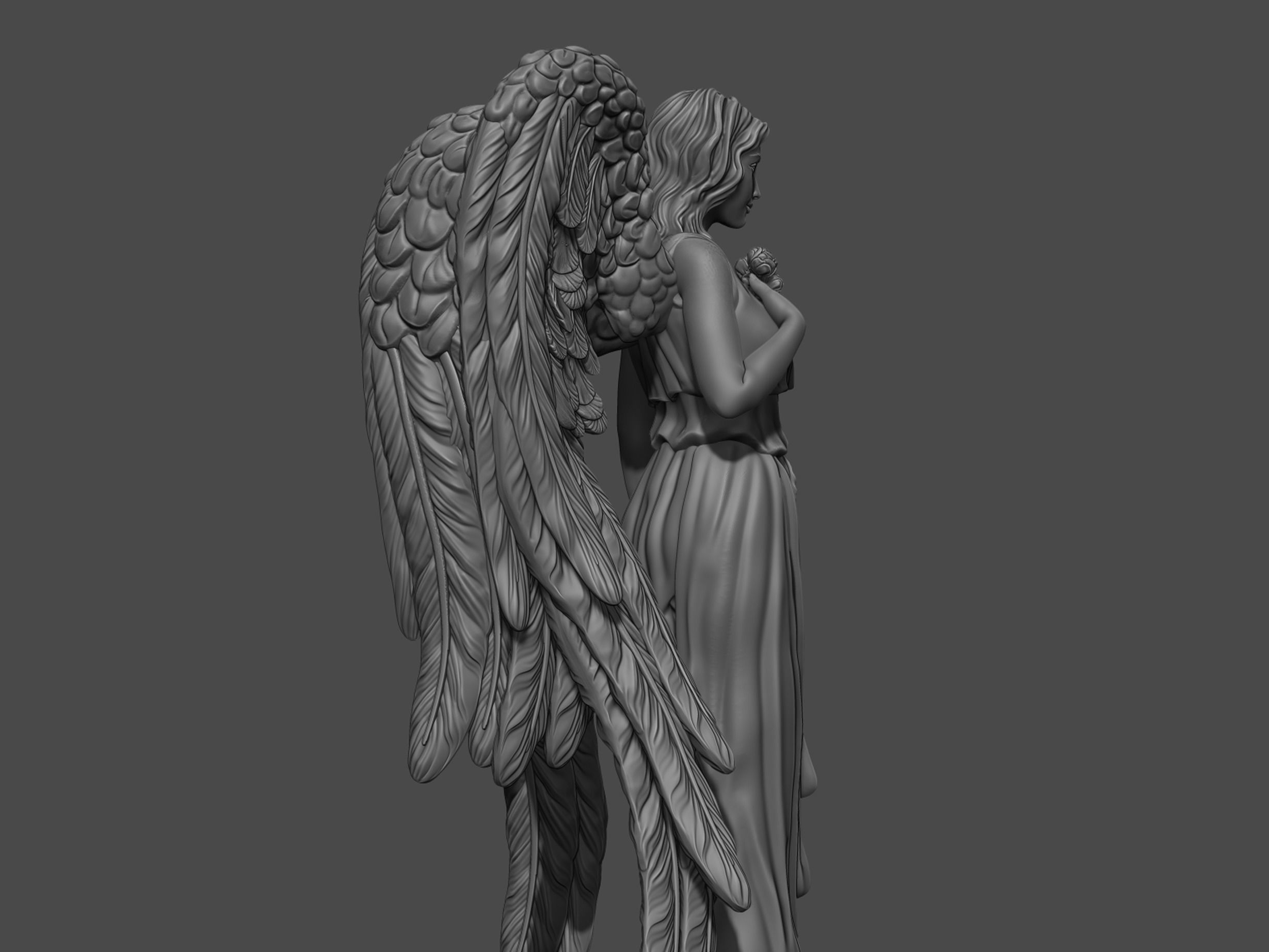 Angel sculpture 3D print model_4
