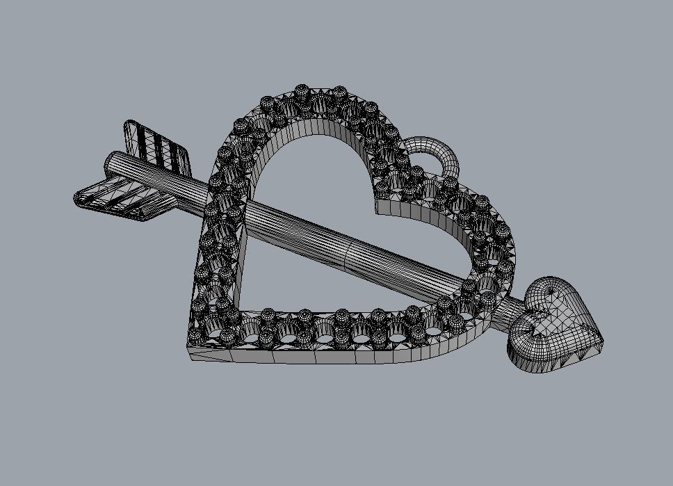 Diamond Heart Arrow 3D print model_8