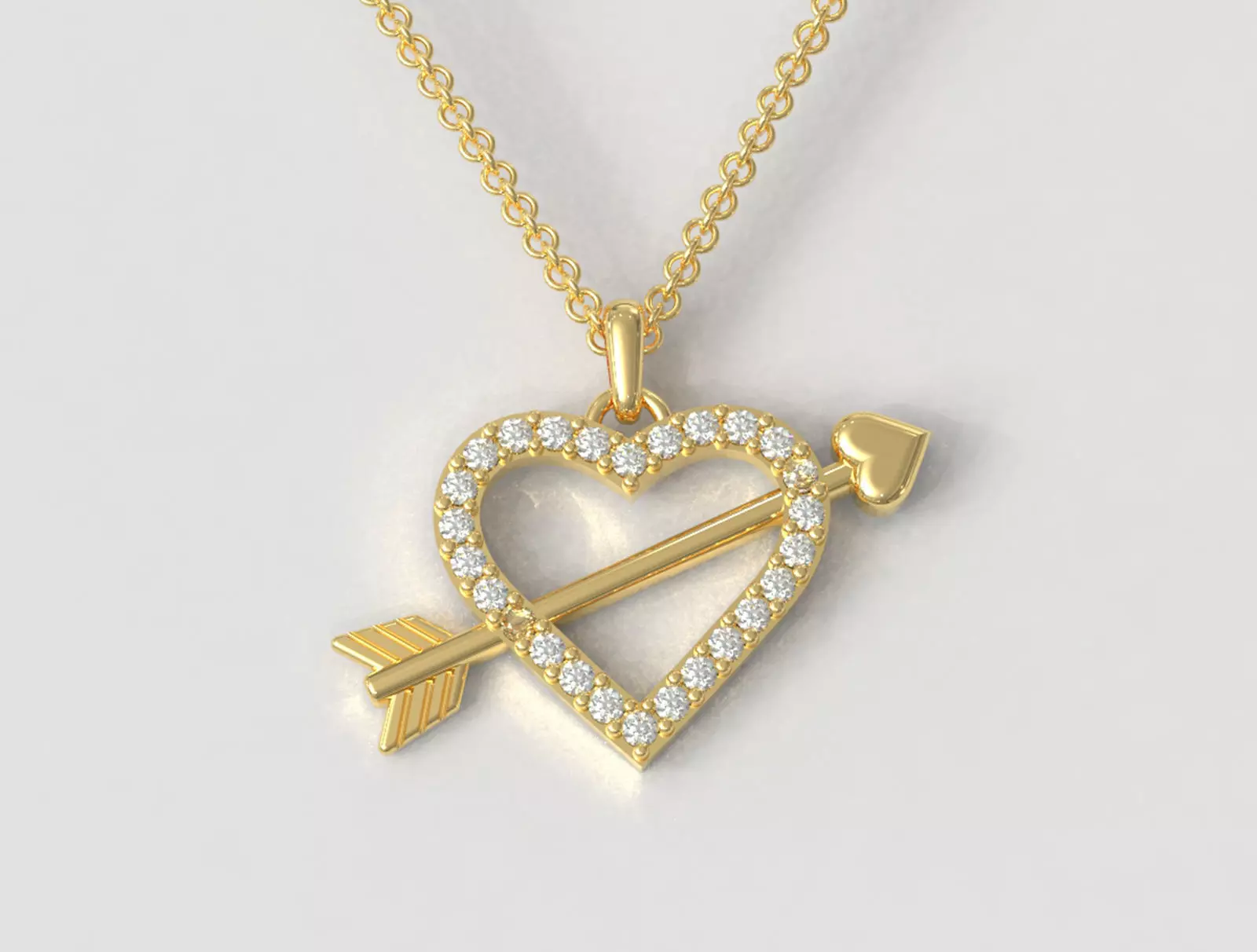 Diamond Heart Arrow 3D print model_0