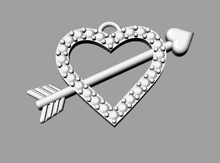 Diamond Heart Arrow 3D print model_9