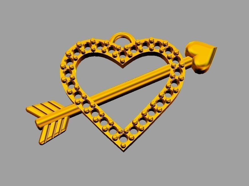 Diamond Heart Arrow 3D print model_6