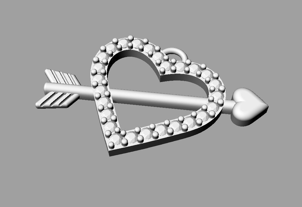 Diamond Heart Arrow 3D print model_10