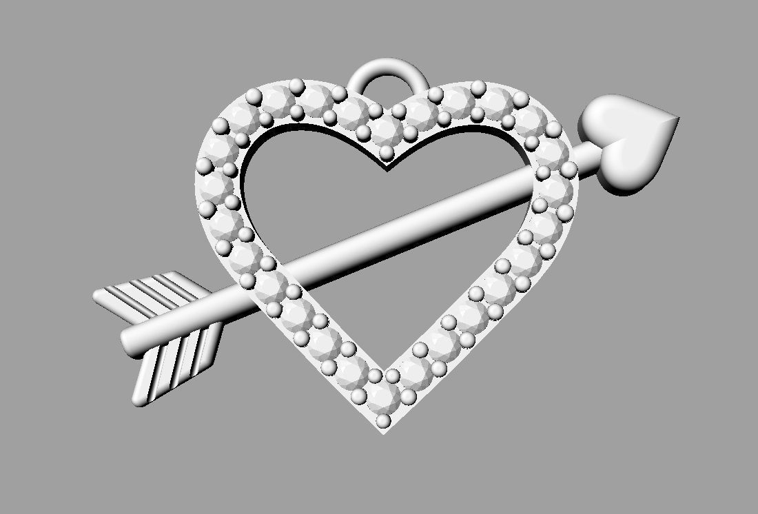 Diamond Heart Arrow 3D print model_12