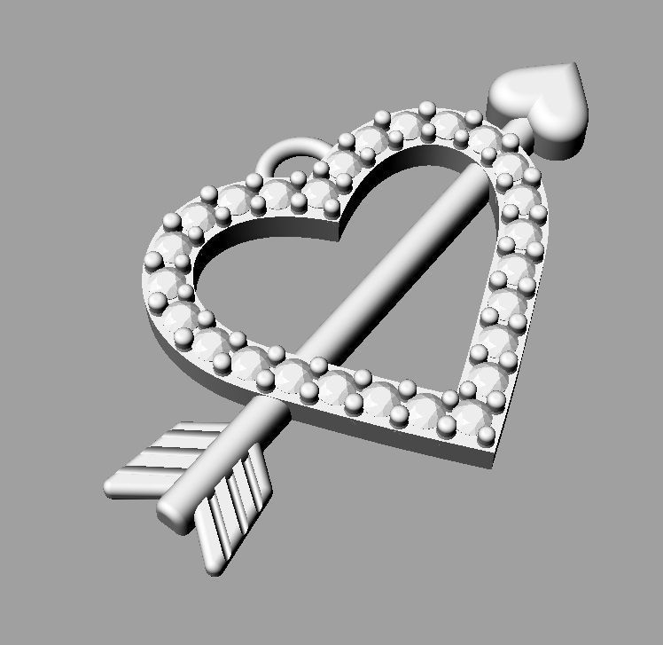 Diamond Heart Arrow 3D print model_11