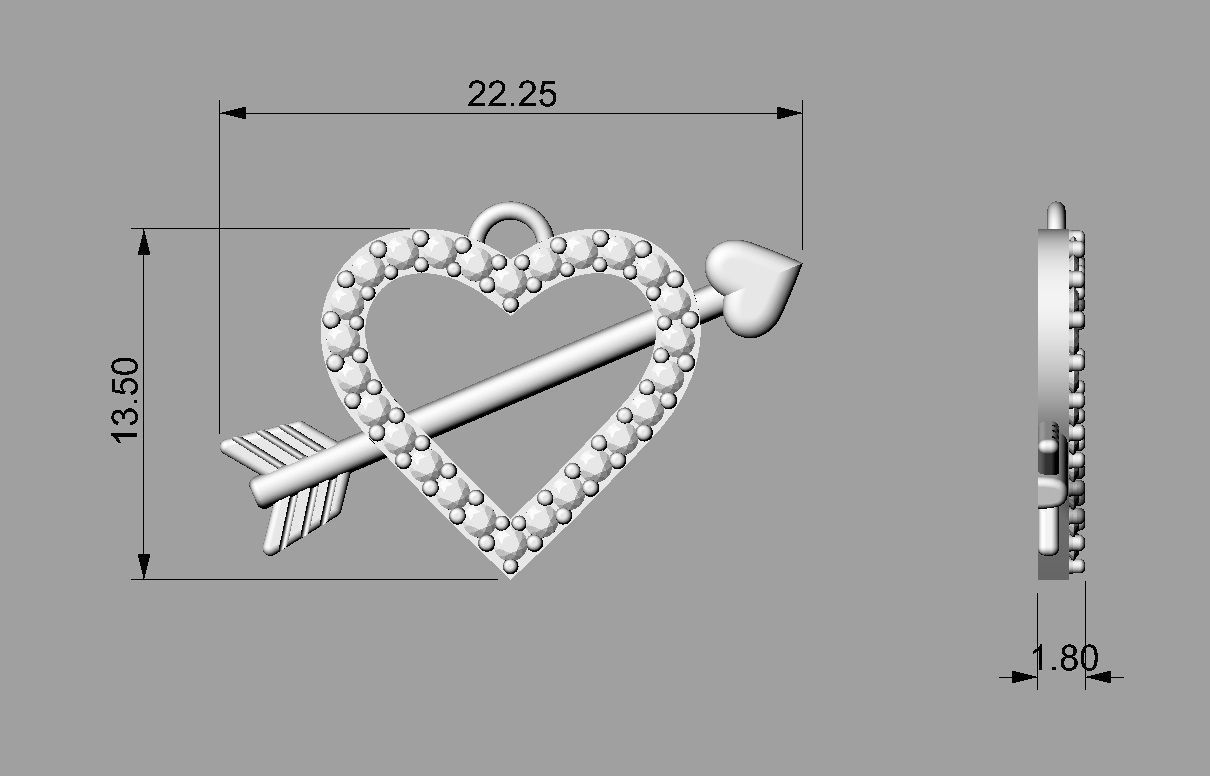 Diamond Heart Arrow 3D print model_4