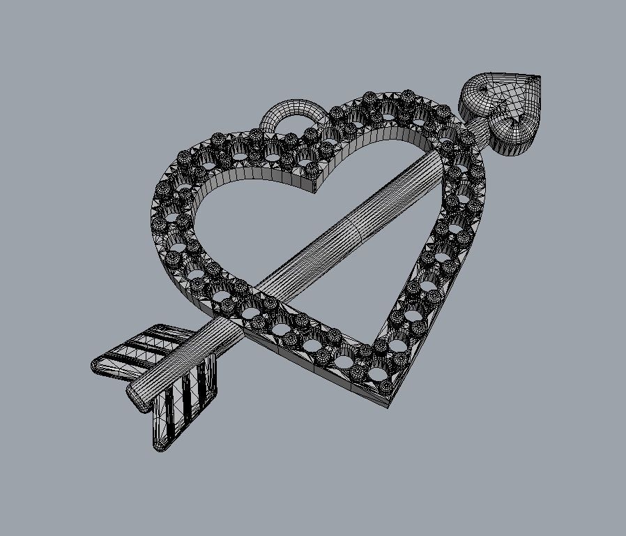 Diamond Heart Arrow 3D print model_7