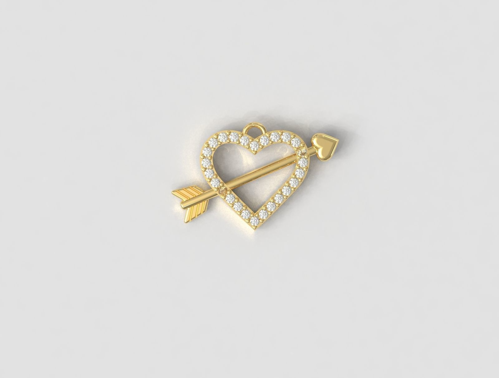 Diamond Heart Arrow 3D print model_3
