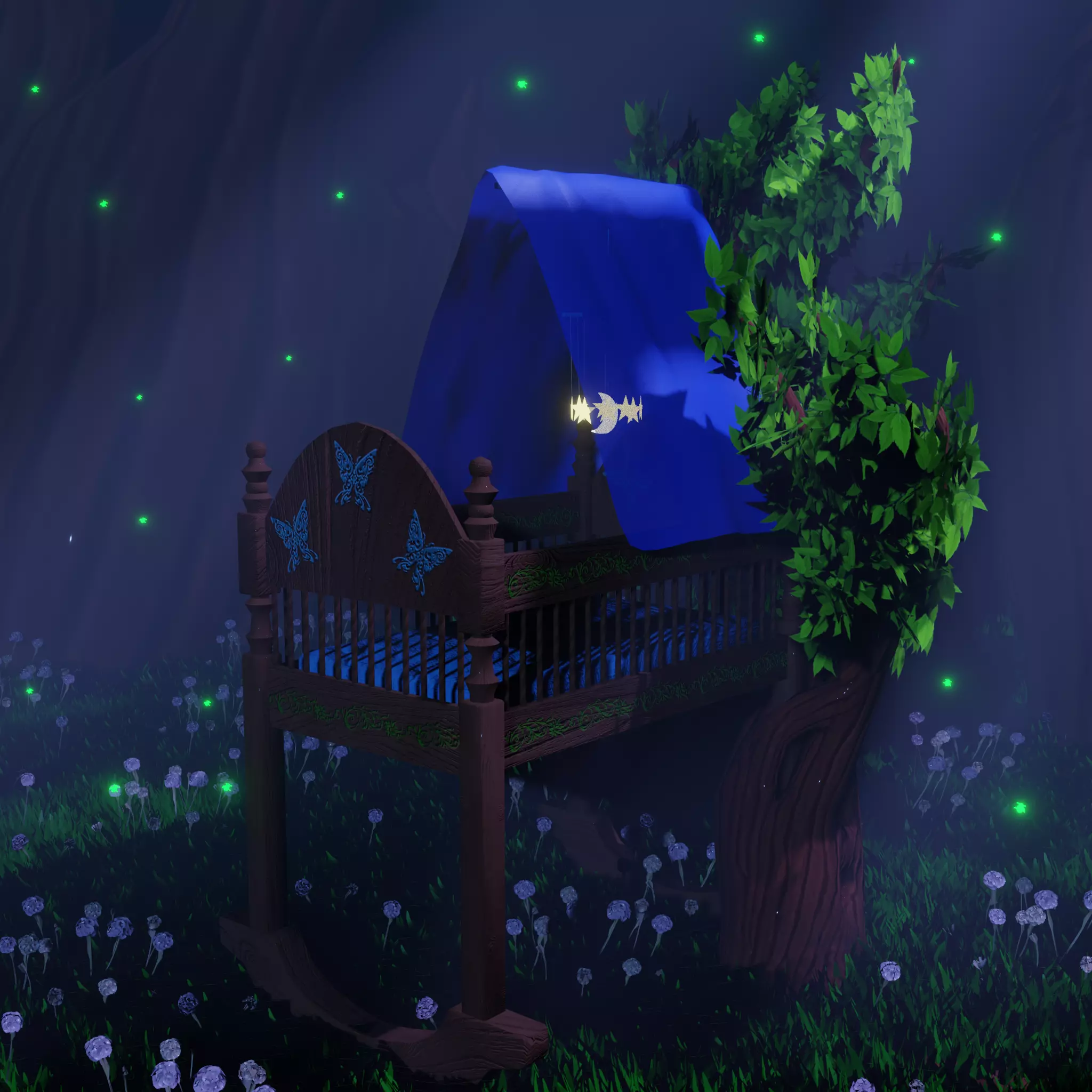 Crib PBR Free low-poly 3D model