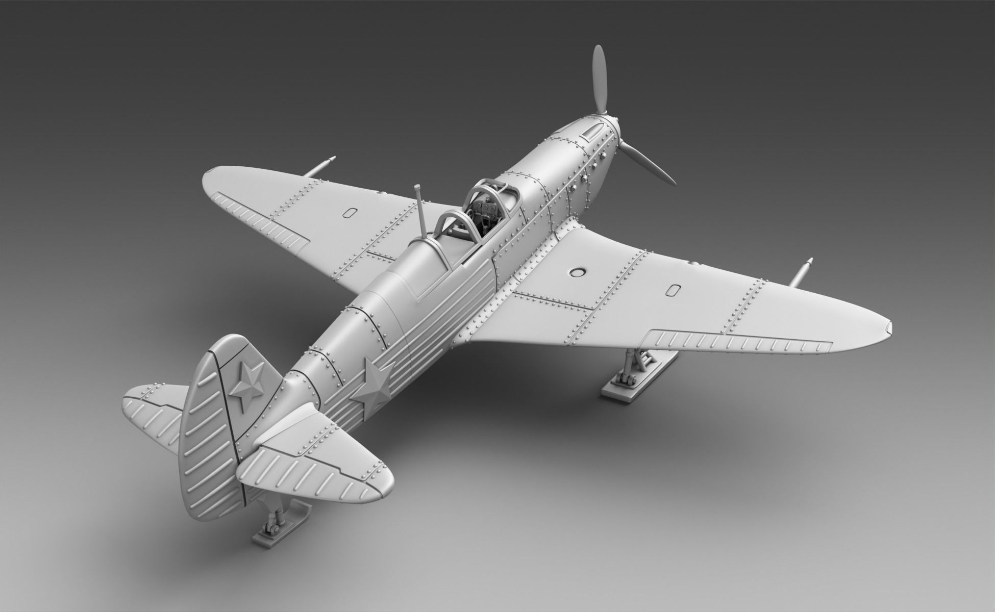 Soviet plane Yak-2 plane on skis 3D print model_1
